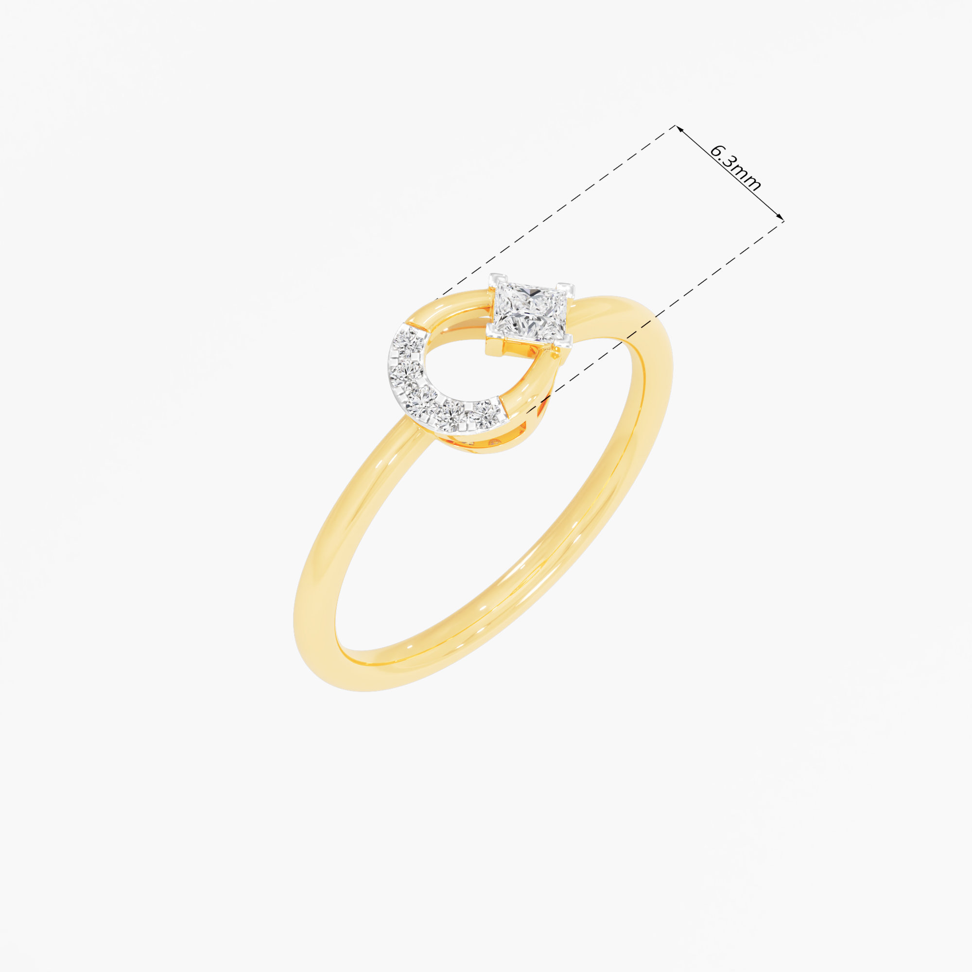 Lunar Crest Halos Ring in 9KT Yellow Gold (Diamond Quality: FG-VVS VS)