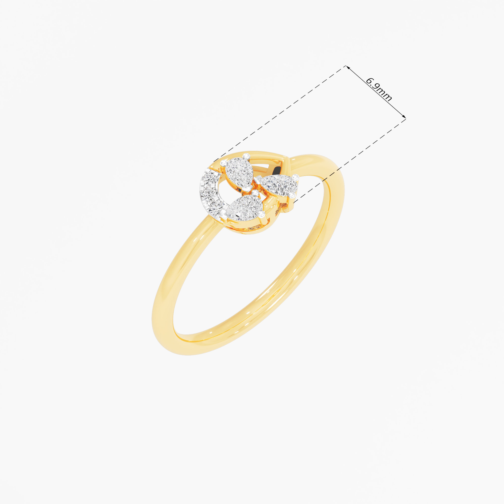Dewdrop Cascade Cluster Ring in 9KT Yellow Gold (Diamond Quality: FG-VVS VS)