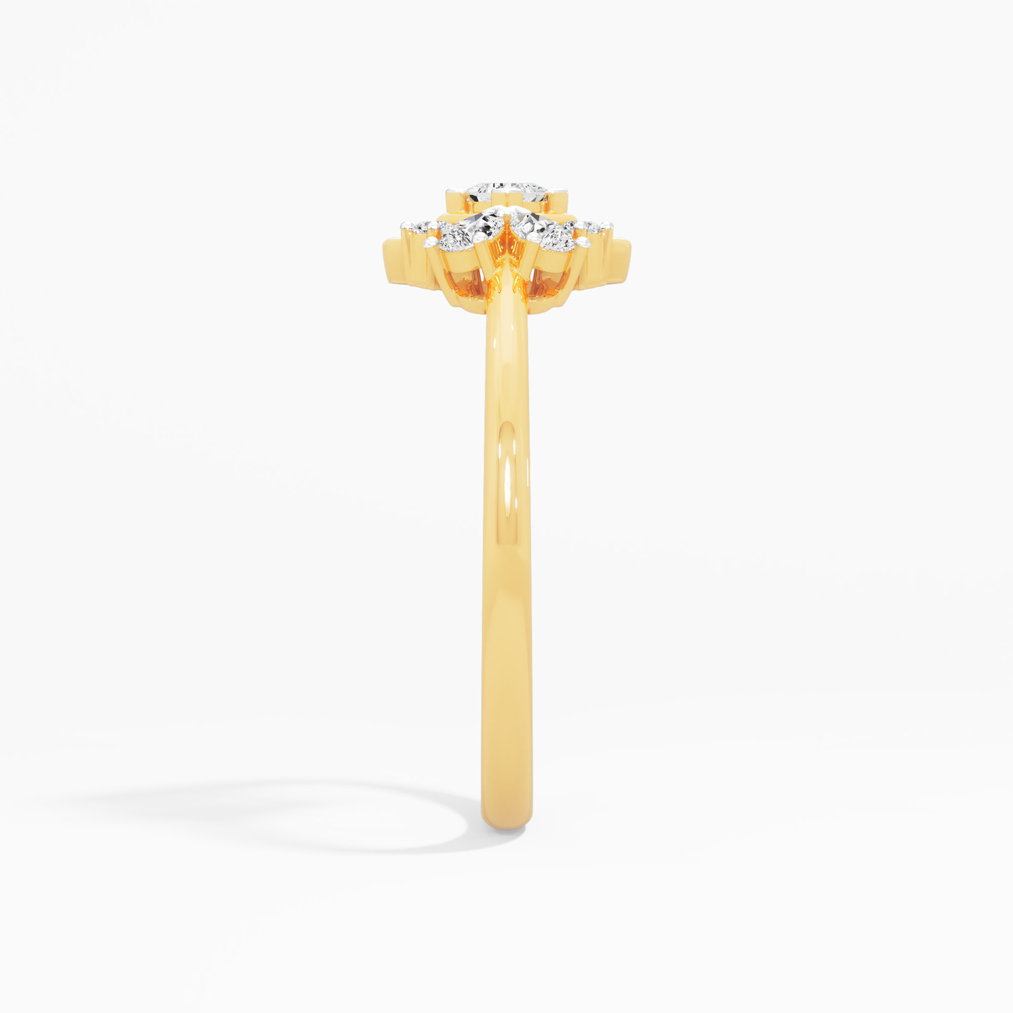 Stellar Grid Cocktail Ring in 9KT Yellow Gold (Diamond Quality: FG-VVS VS)