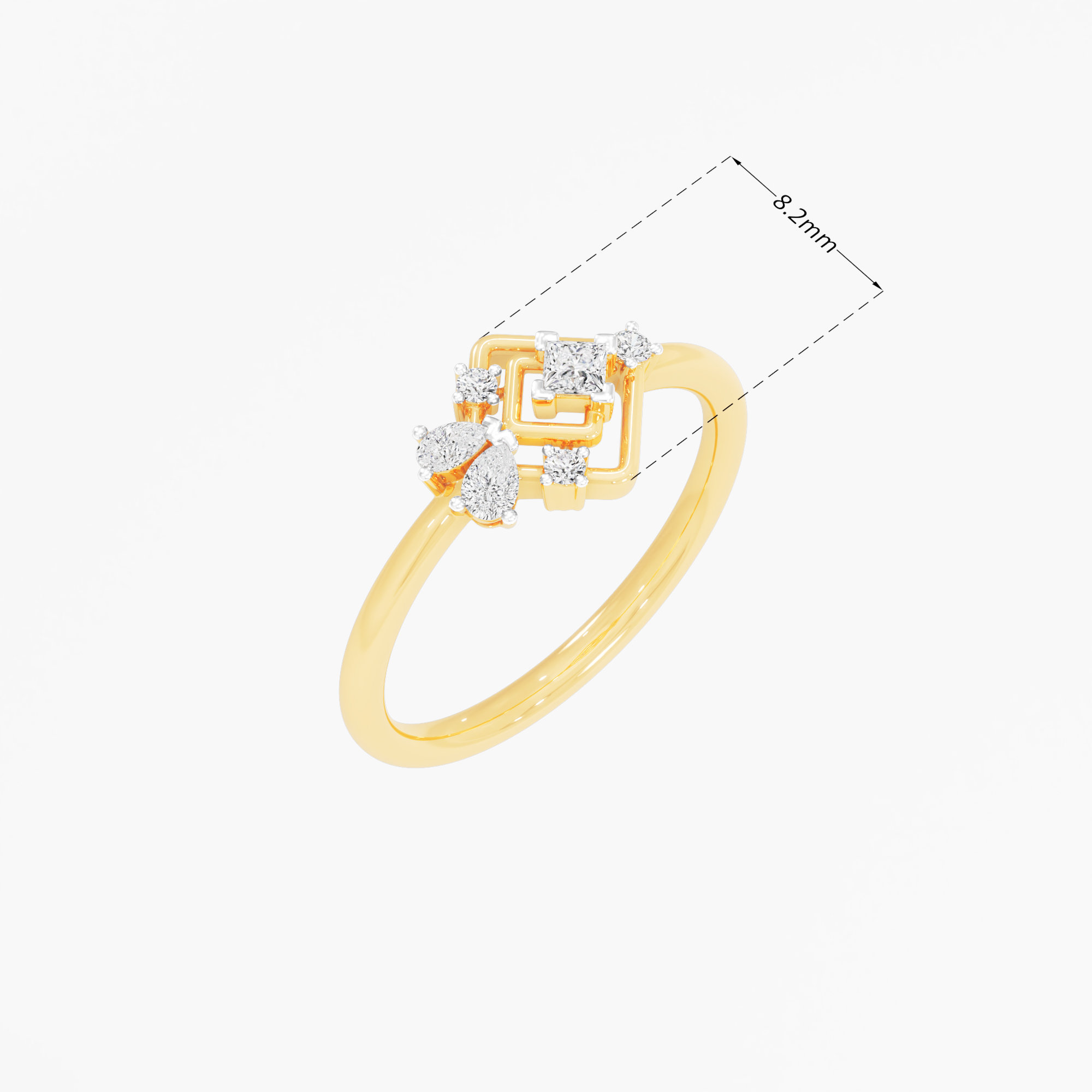 Stellar Grid Cocktail Ring in 9KT Yellow Gold (Diamond Quality: FG-VVS VS)