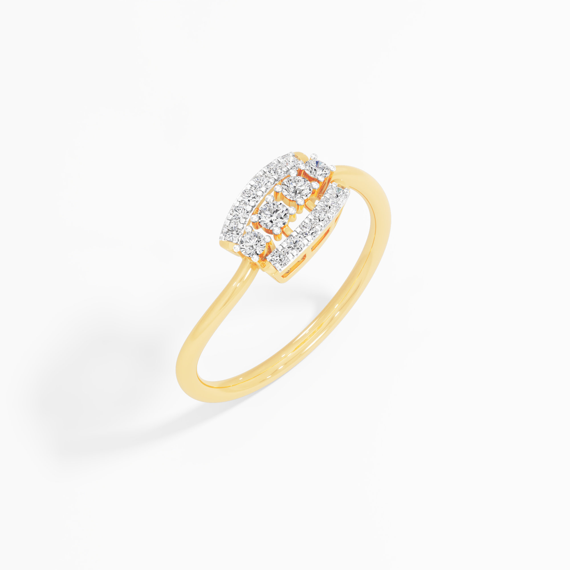 Triple Row Brilliance Diamond Ring in 9KT Yellow Gold (Diamond Quality: FG-VVS VS)