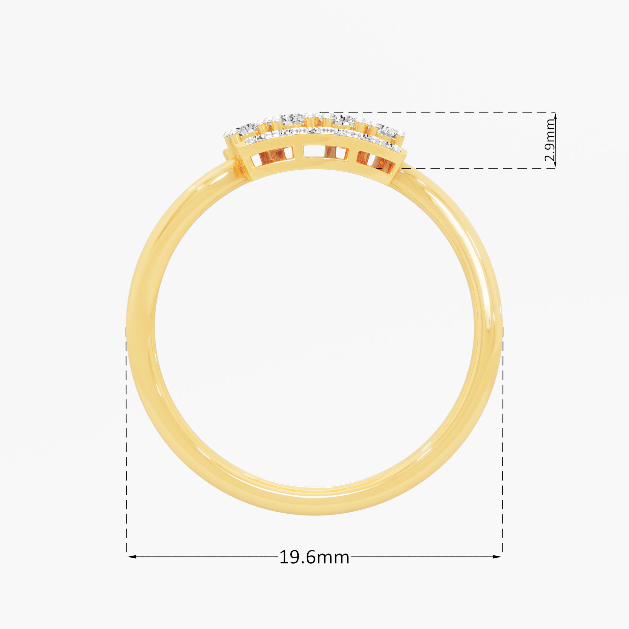 Triple Row Brilliance Diamond Ring in 9KT Yellow Gold (Diamond Quality: FG-VVS VS)