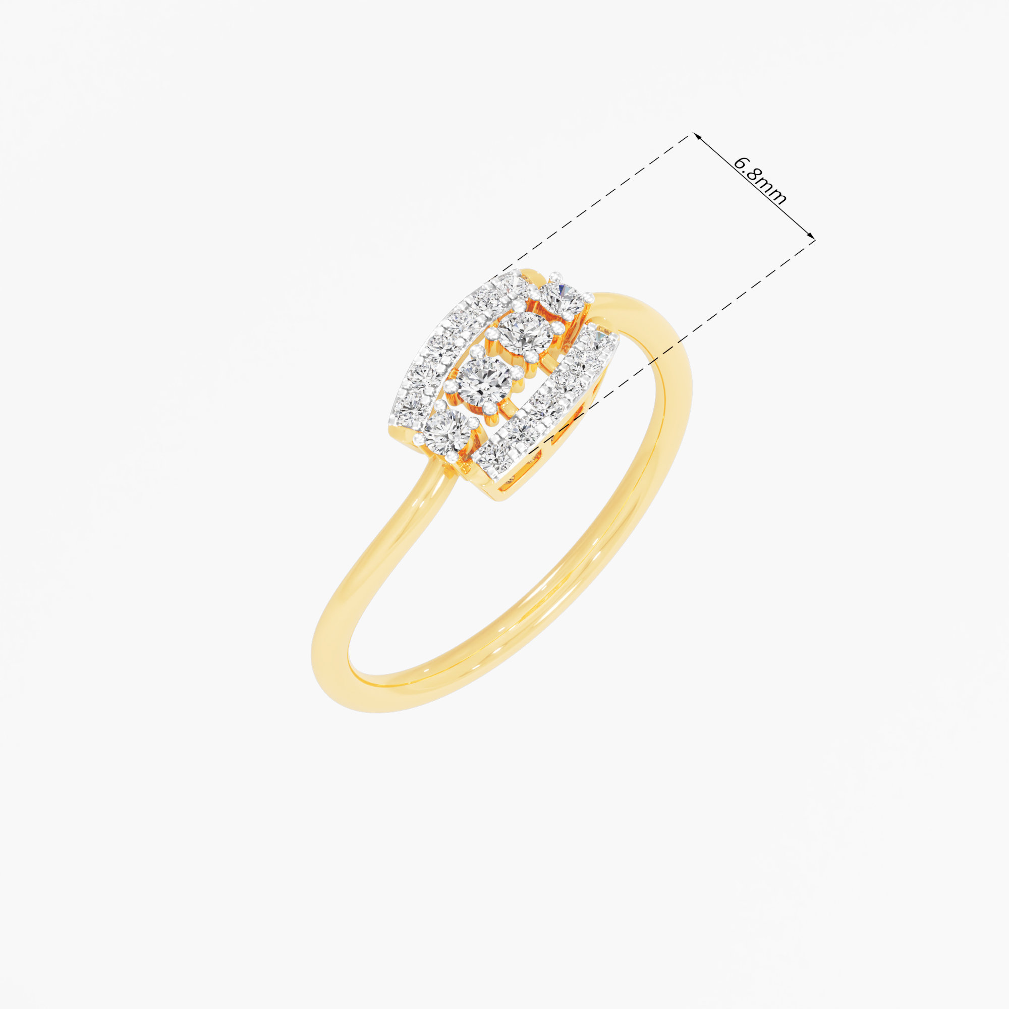 Triple Row Brilliance Diamond Ring in 9KT Yellow Gold (Diamond Quality: FG-VVS VS)
