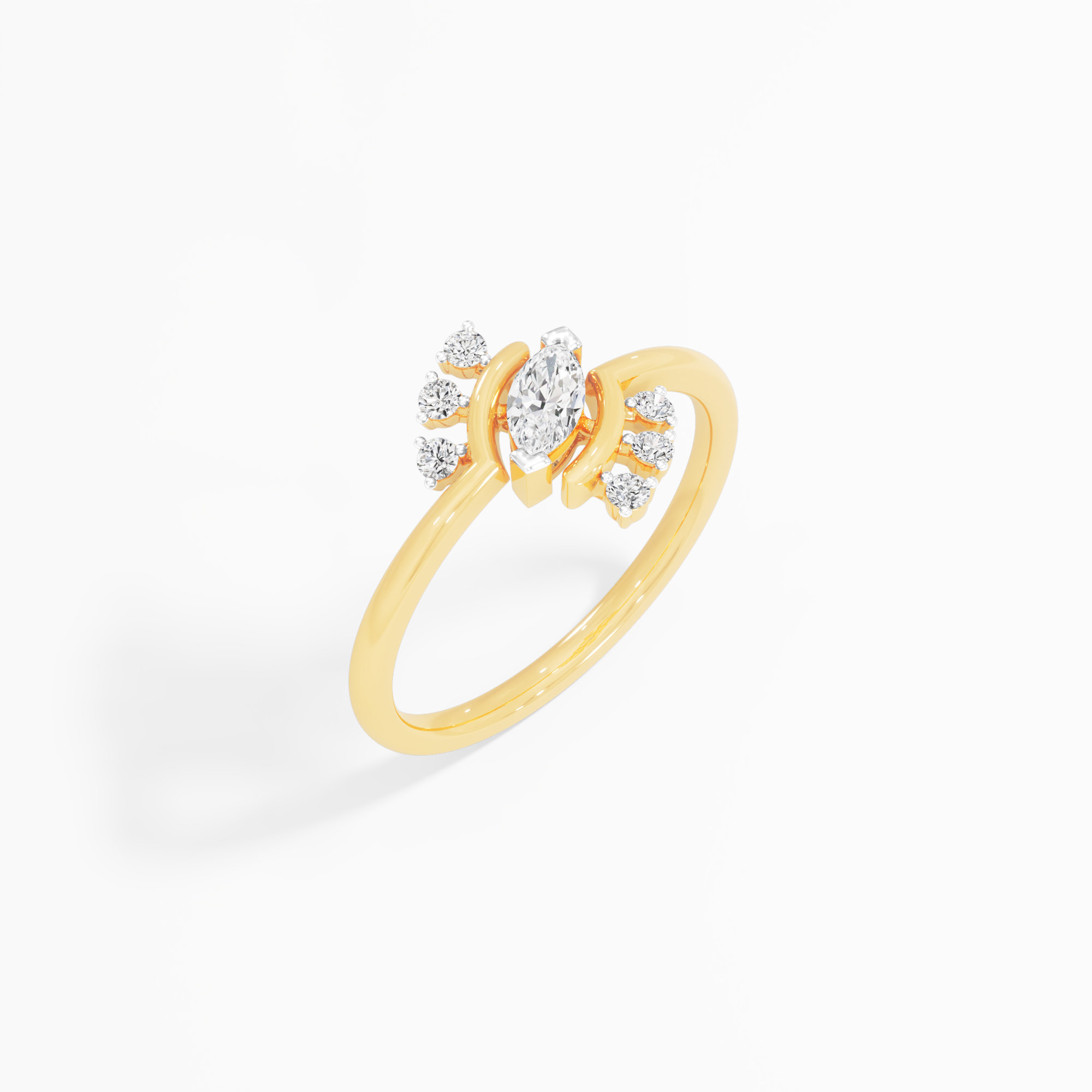 Marquise Orbit Diamond Ring in 9KT Yellow Gold (Diamond Quality: FG-VVS VS)