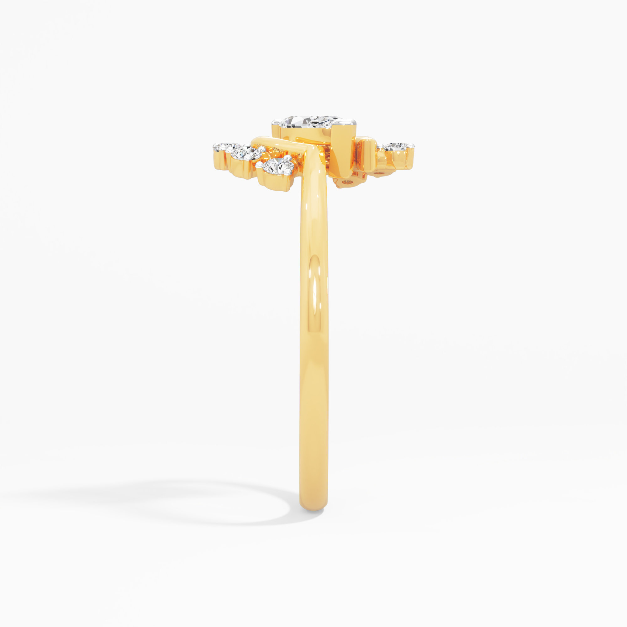 Marquise Orbit Diamond Ring in 9KT Yellow Gold (Diamond Quality: FG-VVS VS)