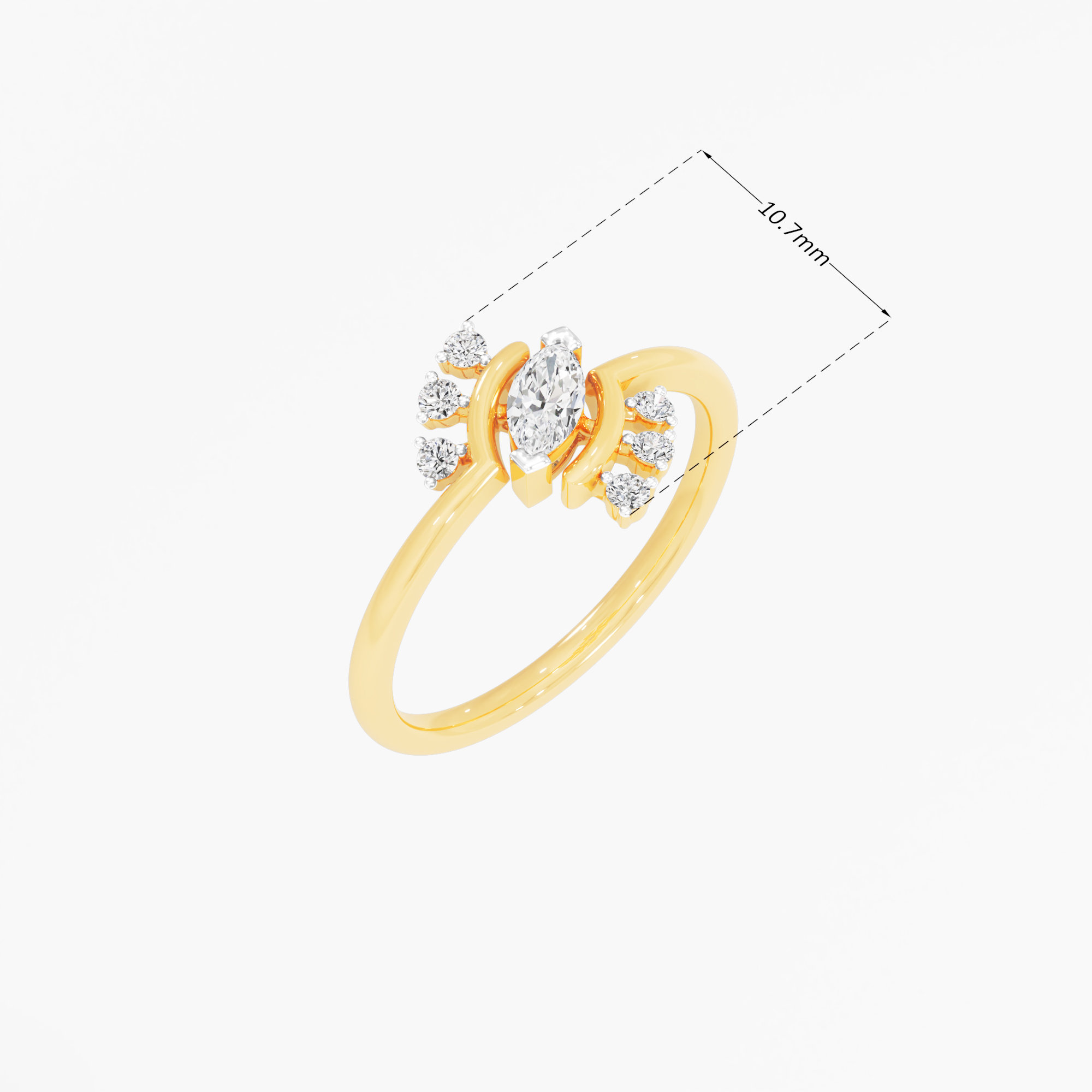Marquise Orbit Diamond Ring in 9KT Yellow Gold (Diamond Quality: FG-VVS VS)