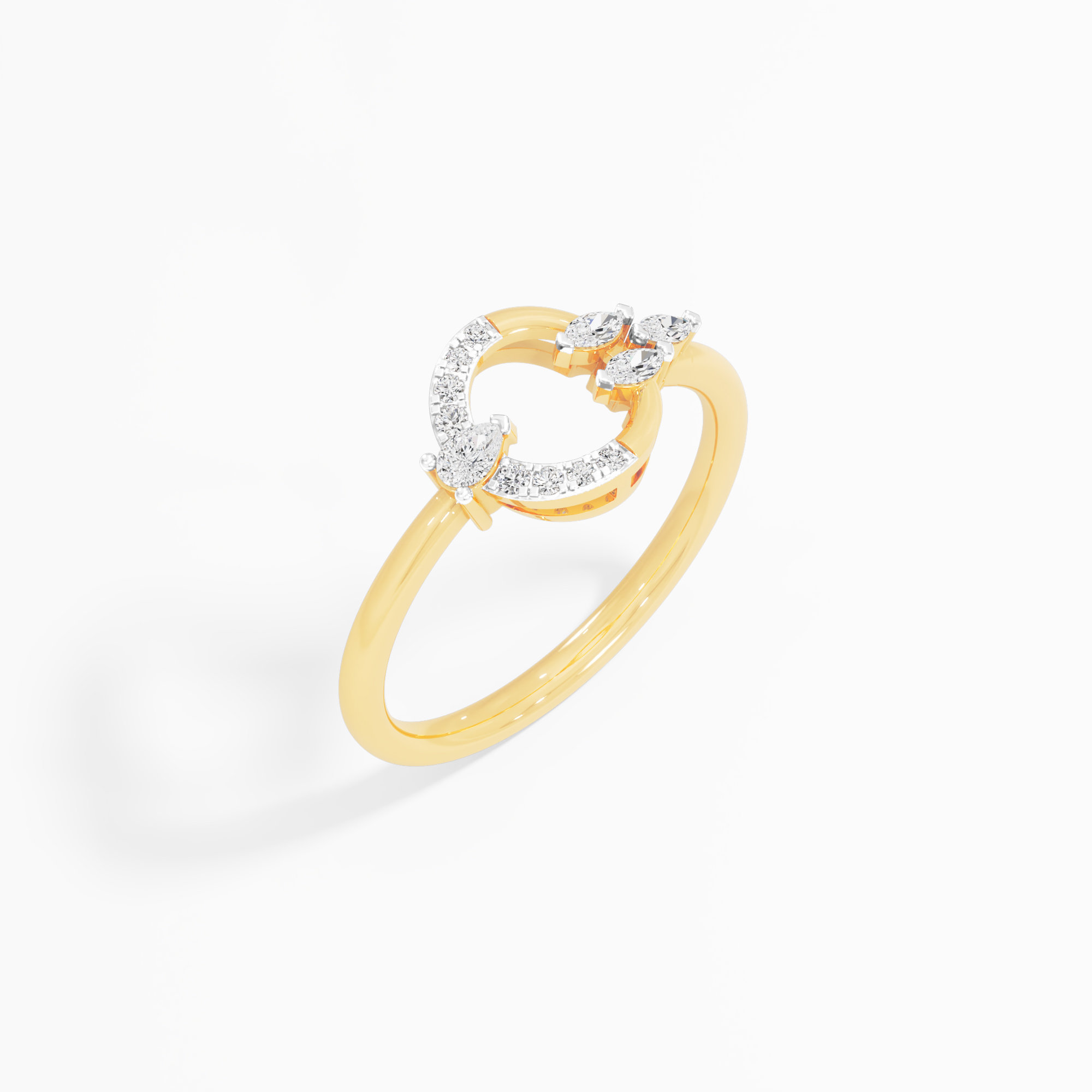 Stellar Arch Diamond Ring in 9KT Yellow Gold (Diamond Quality: FG-VVS VS)