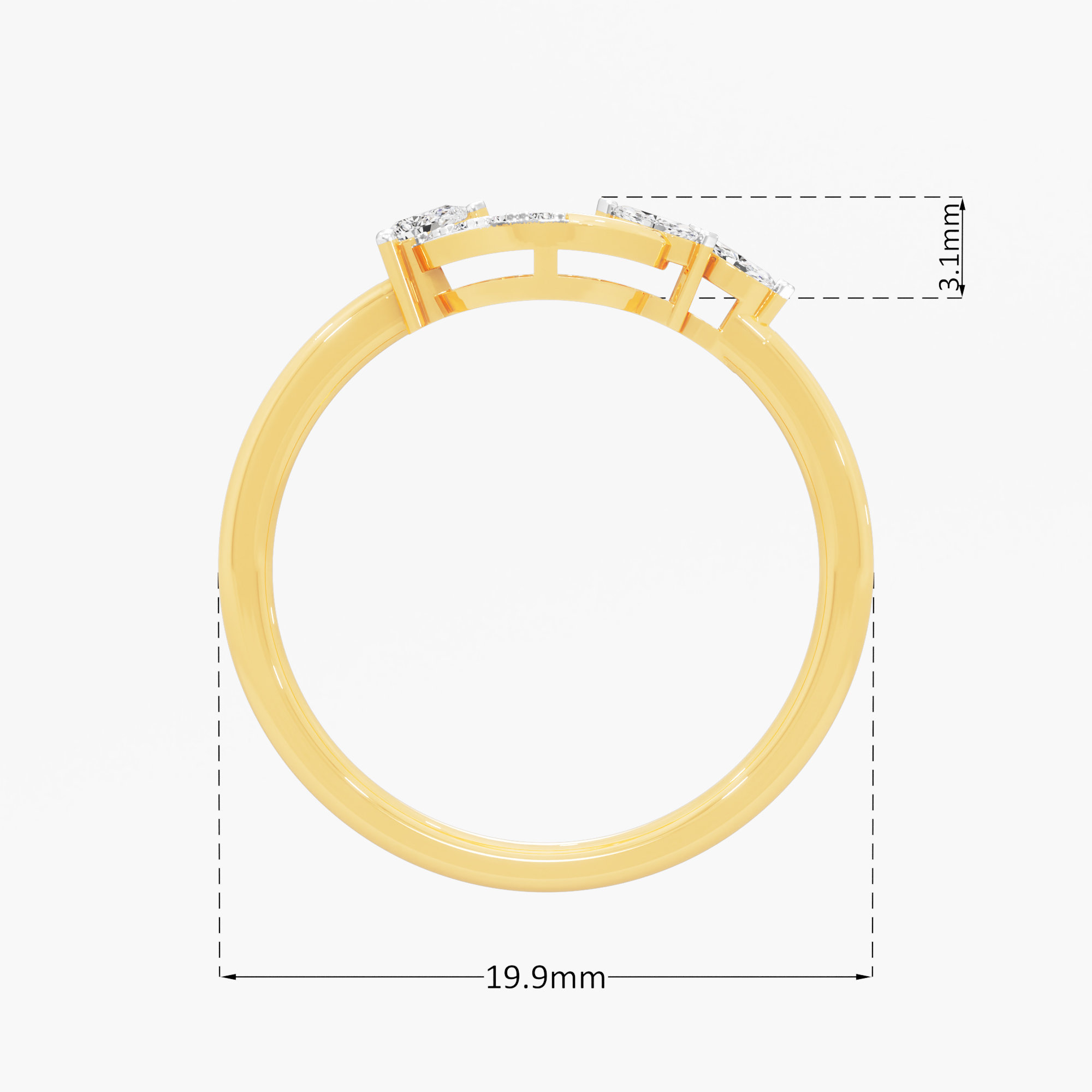 Stellar Arch Diamond Ring in 9KT Yellow Gold (Diamond Quality: FG-VVS VS)