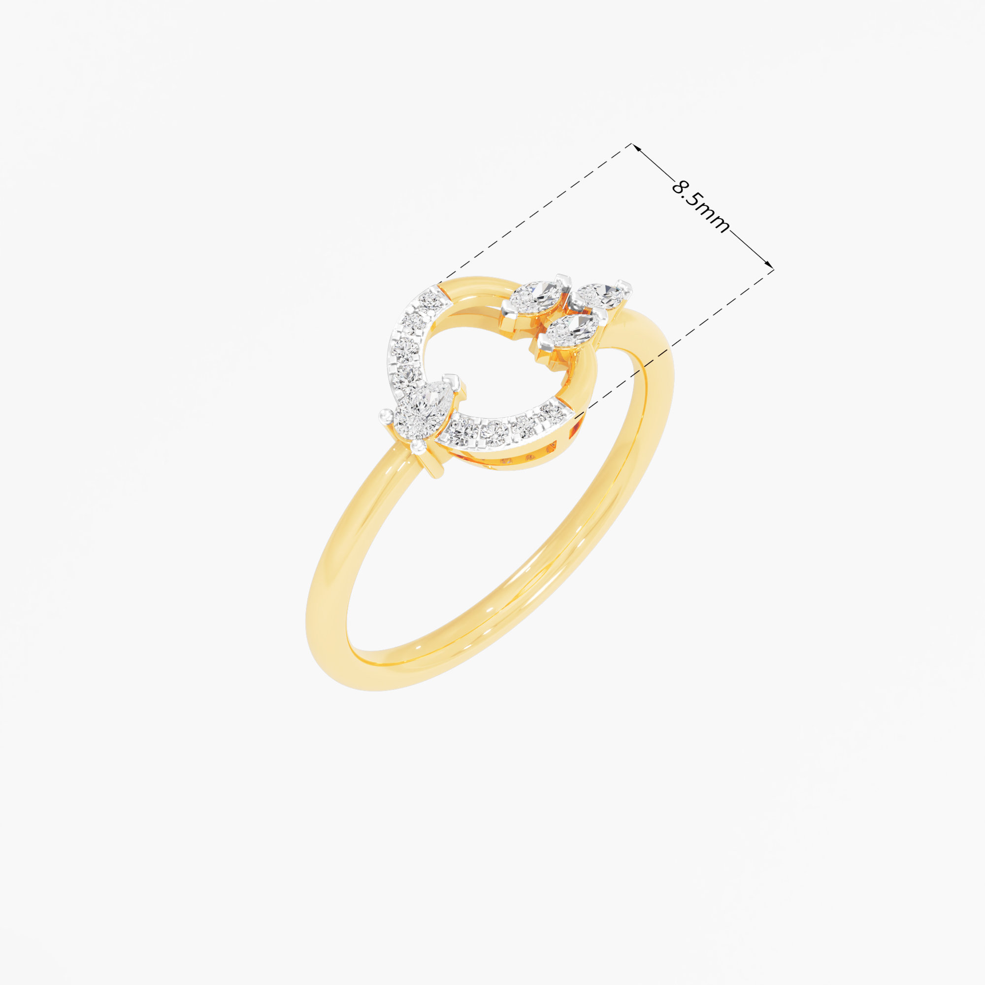 Stellar Arch Diamond Ring in 9KT Yellow Gold (Diamond Quality: FG-VVS VS)