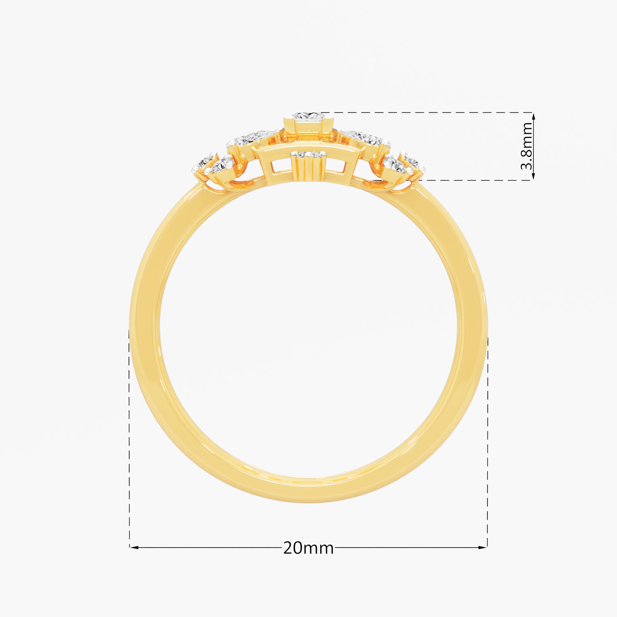 Squared Frost Diamond Ring in 9KT Yellow Gold (Diamond Quality: FG-VVS VS)