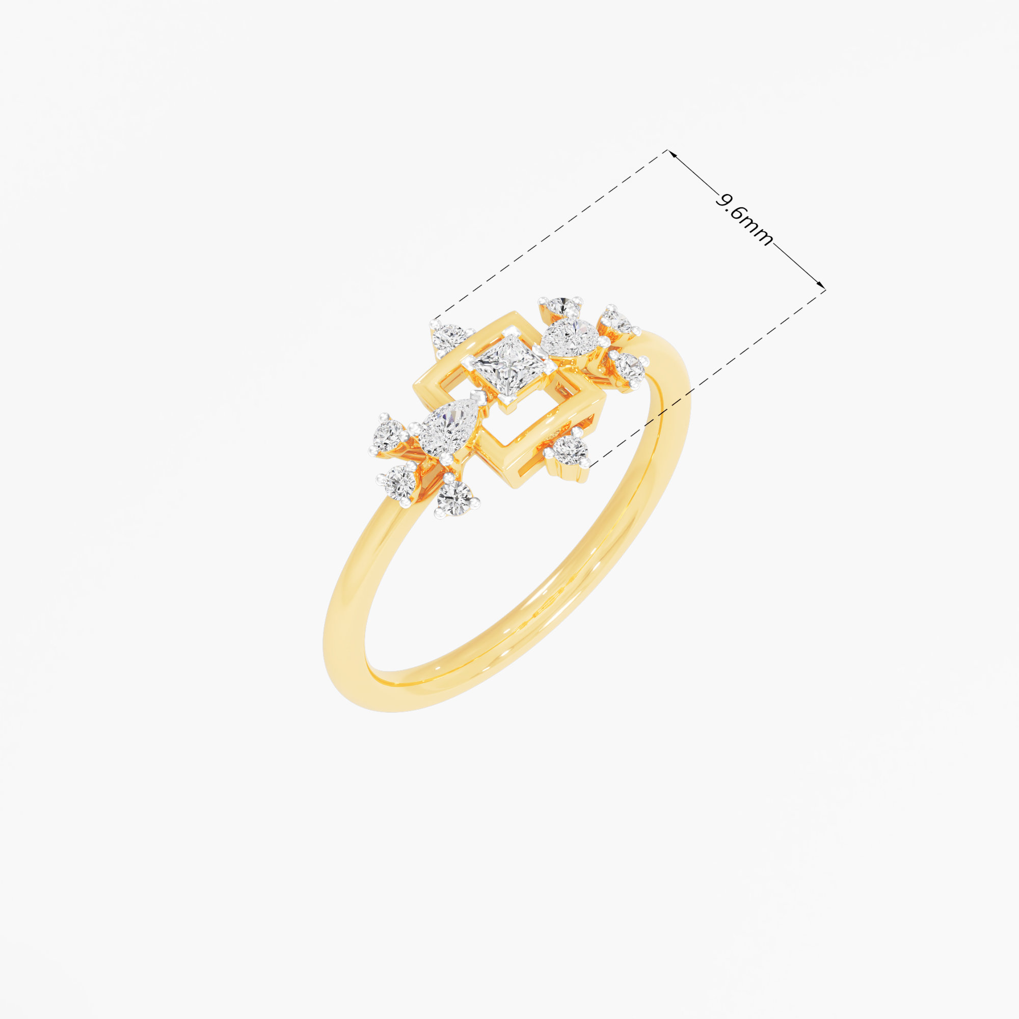 Squared Frost Diamond Ring in 9KT Yellow Gold (Diamond Quality: FG-VVS VS)