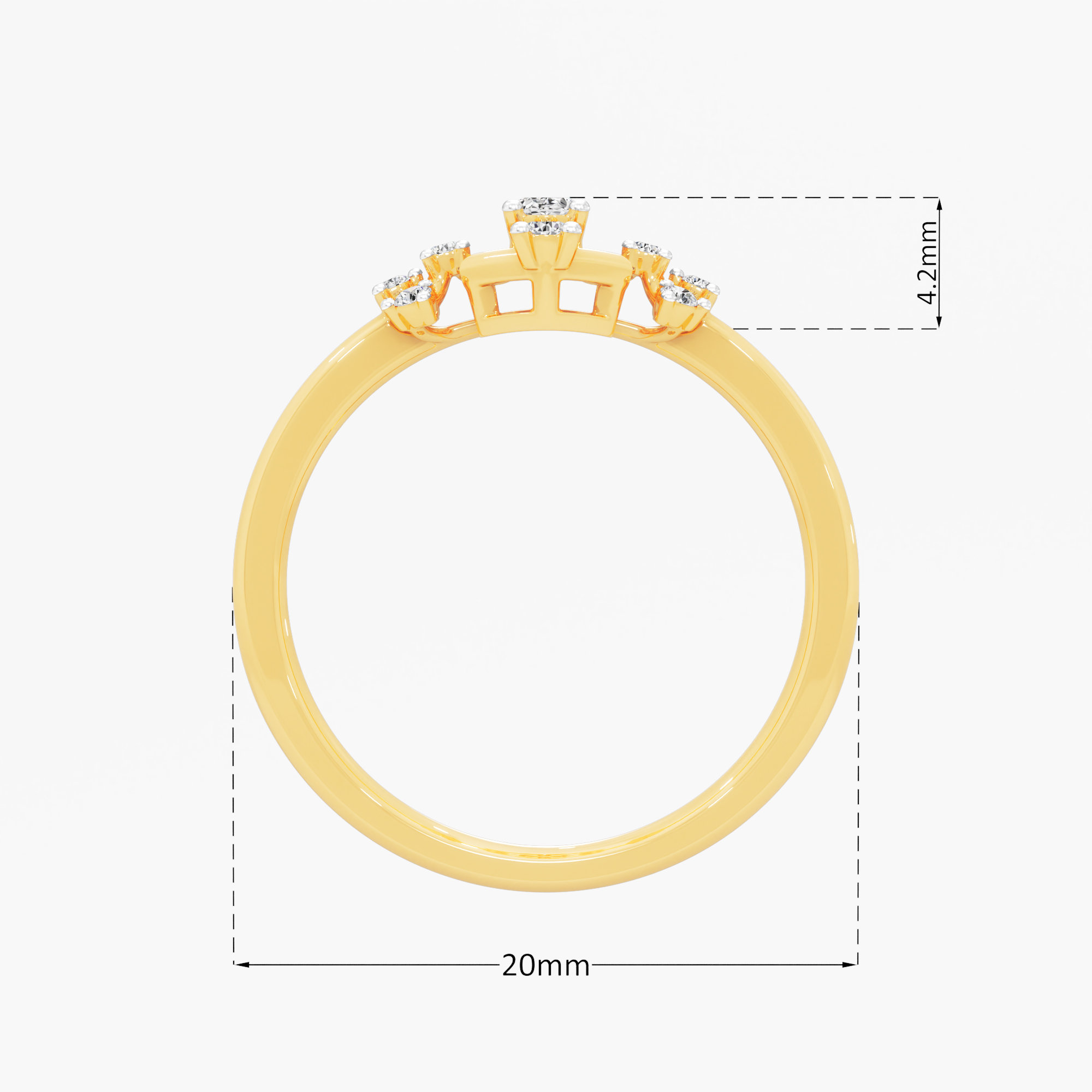 Hexagon Halo Diamond Ring in 9KT Yellow Gold (Diamond Quality: FG-VVS VS)