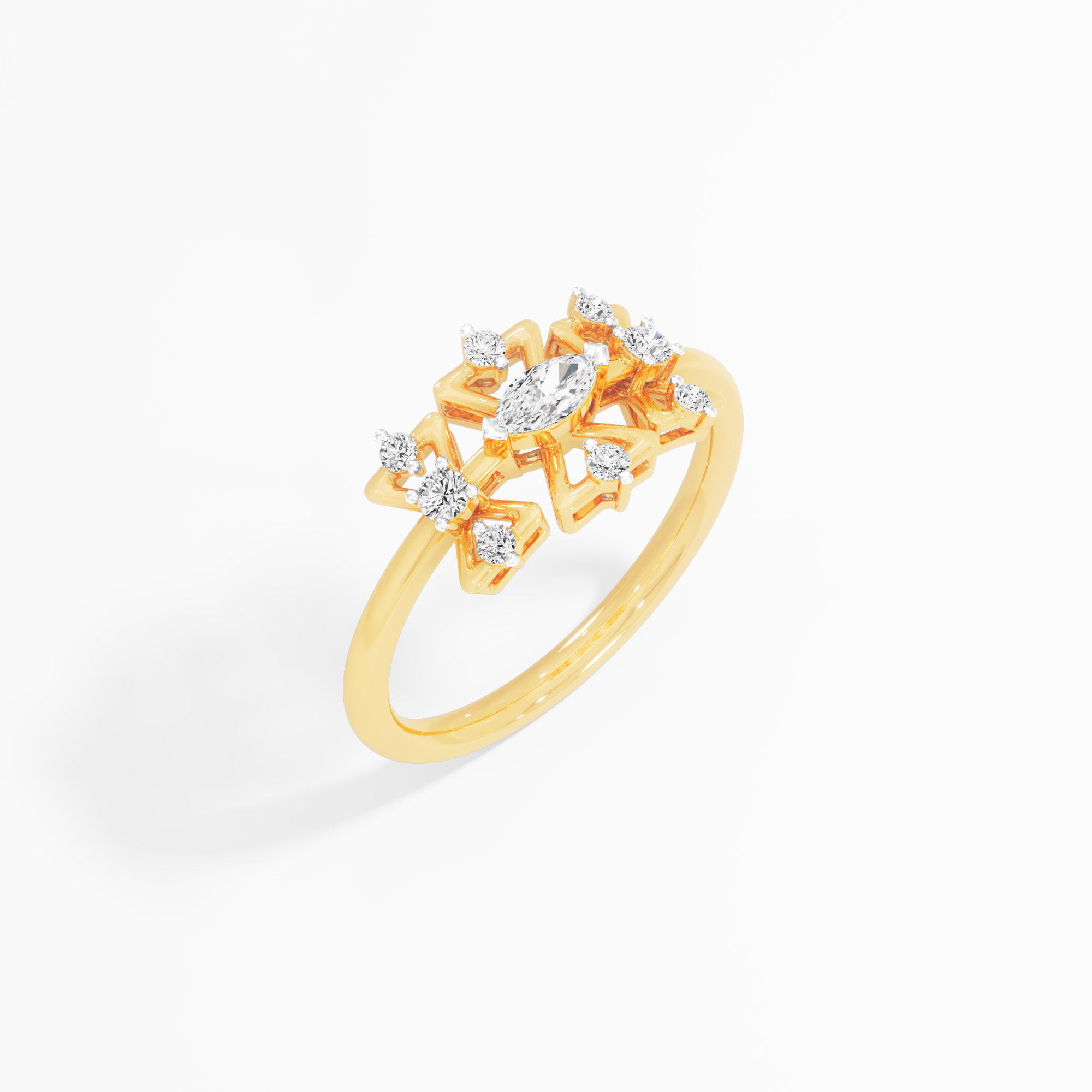 Crossfire Marquise Diamond Ring in 9KT Yellow Gold (Diamond Quality: EF-VVS)