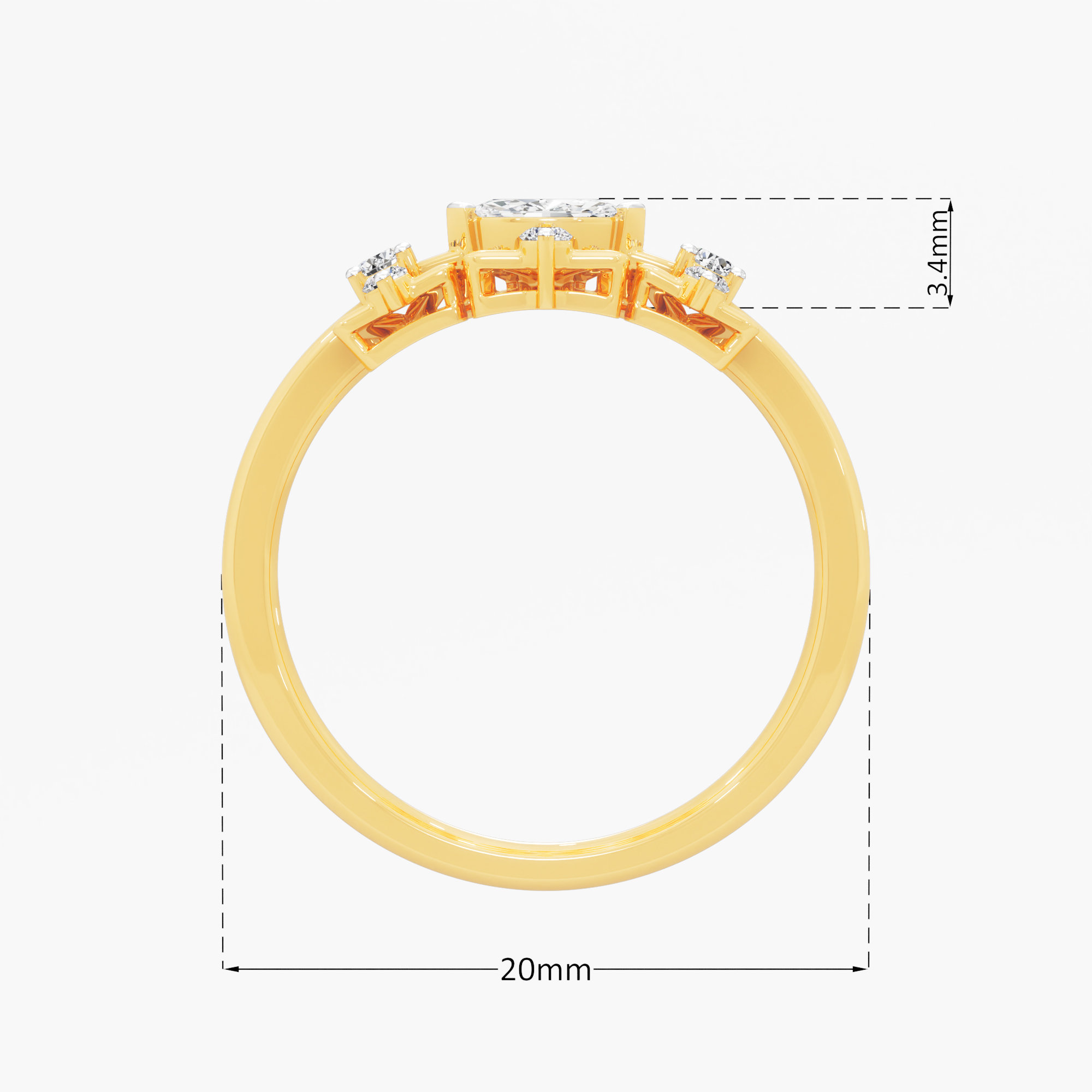Crossfire Marquise Diamond Ring in 9KT Yellow Gold (Diamond Quality: EF-VVS)
