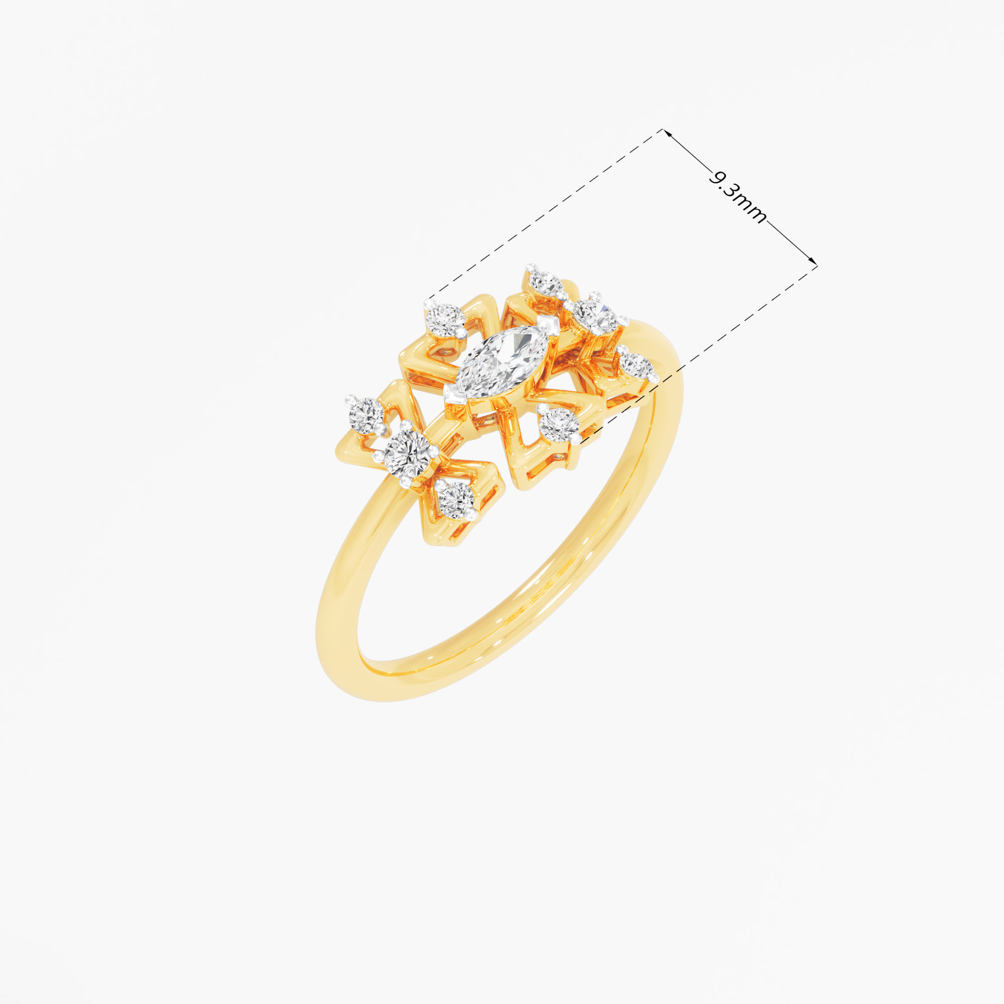 Crossfire Marquise Diamond Ring in 9KT Yellow Gold (Diamond Quality: EF-VVS)