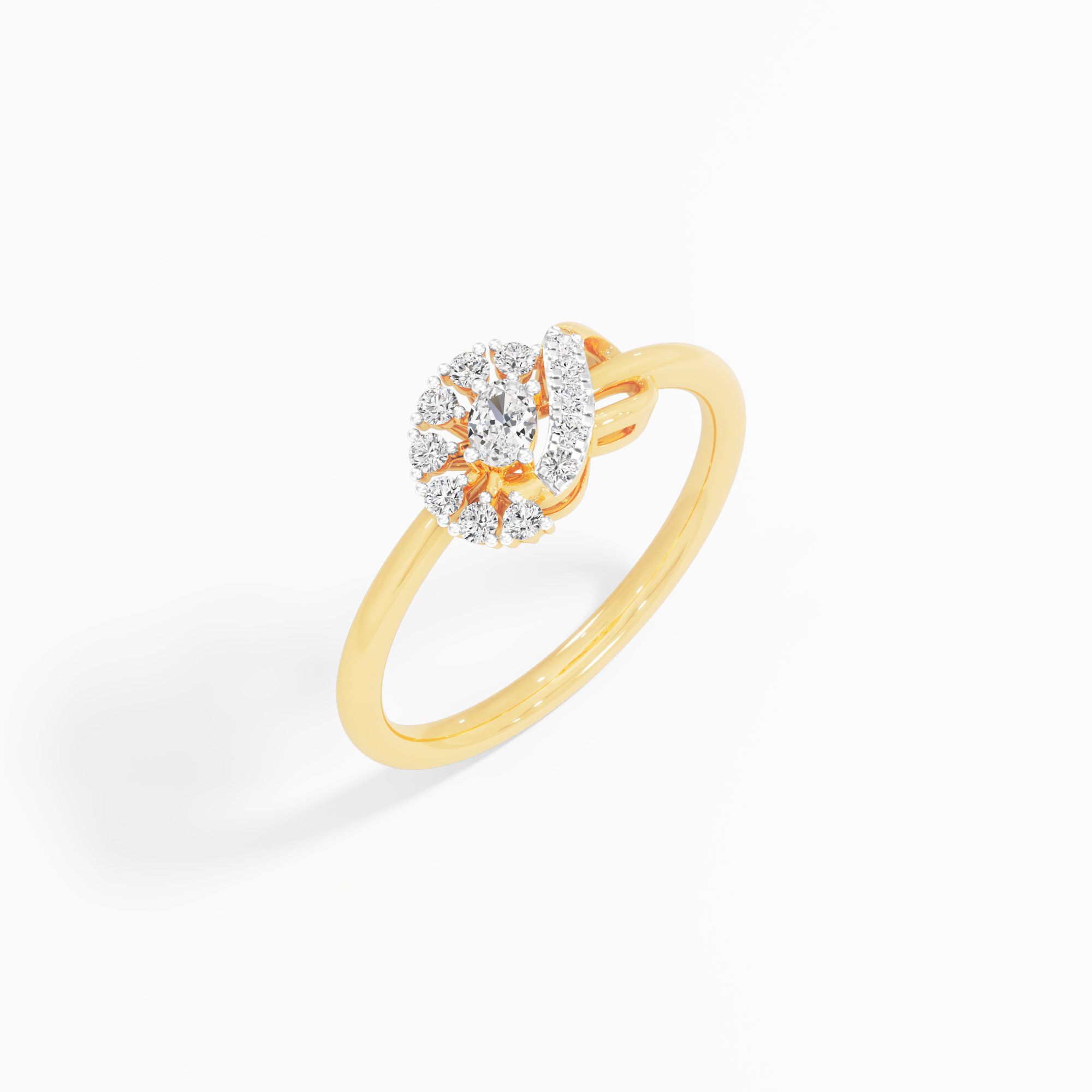 Whirl Pear Diamond Ring in 9KT Yellow Gold (Diamond Quality: FG-VVS VS)