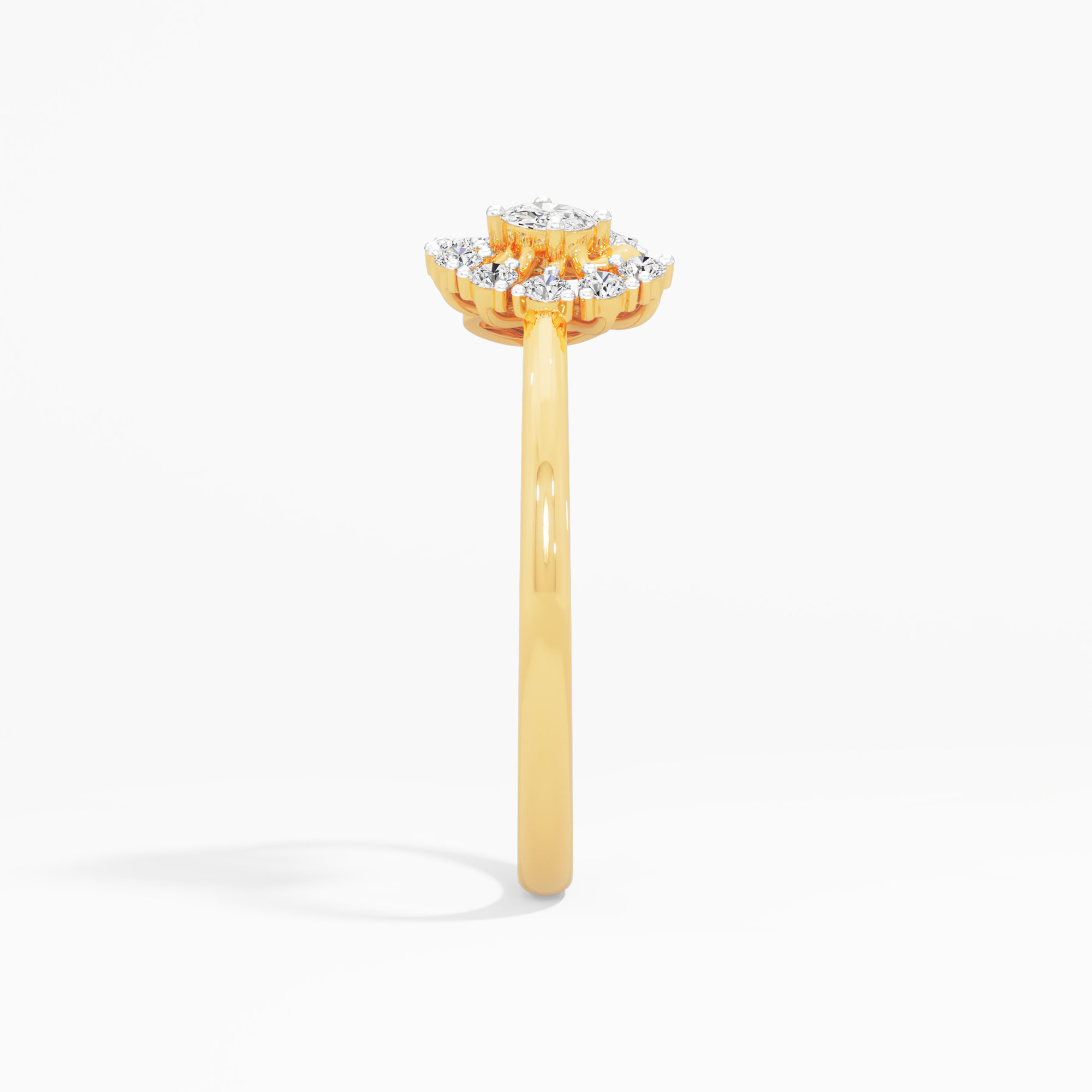 Whirl Pear Diamond Ring in 9KT Yellow Gold (Diamond Quality: FG-VVS VS)