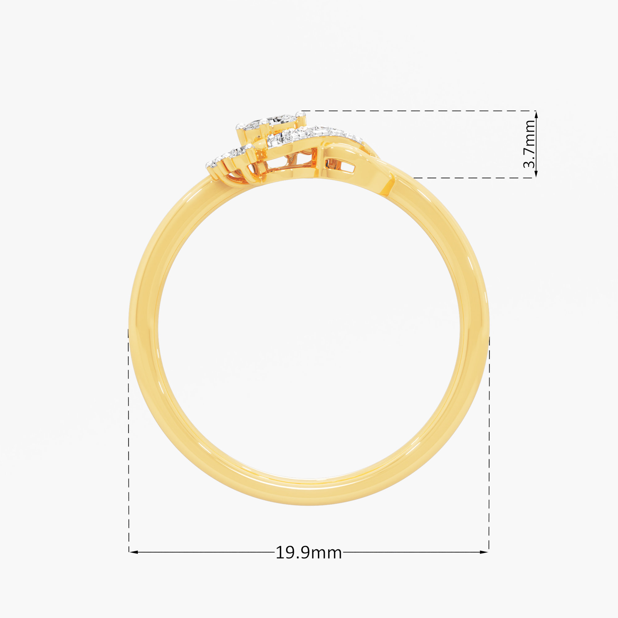Whirl Pear Diamond Ring in 9KT Yellow Gold (Diamond Quality: FG-VVS VS)
