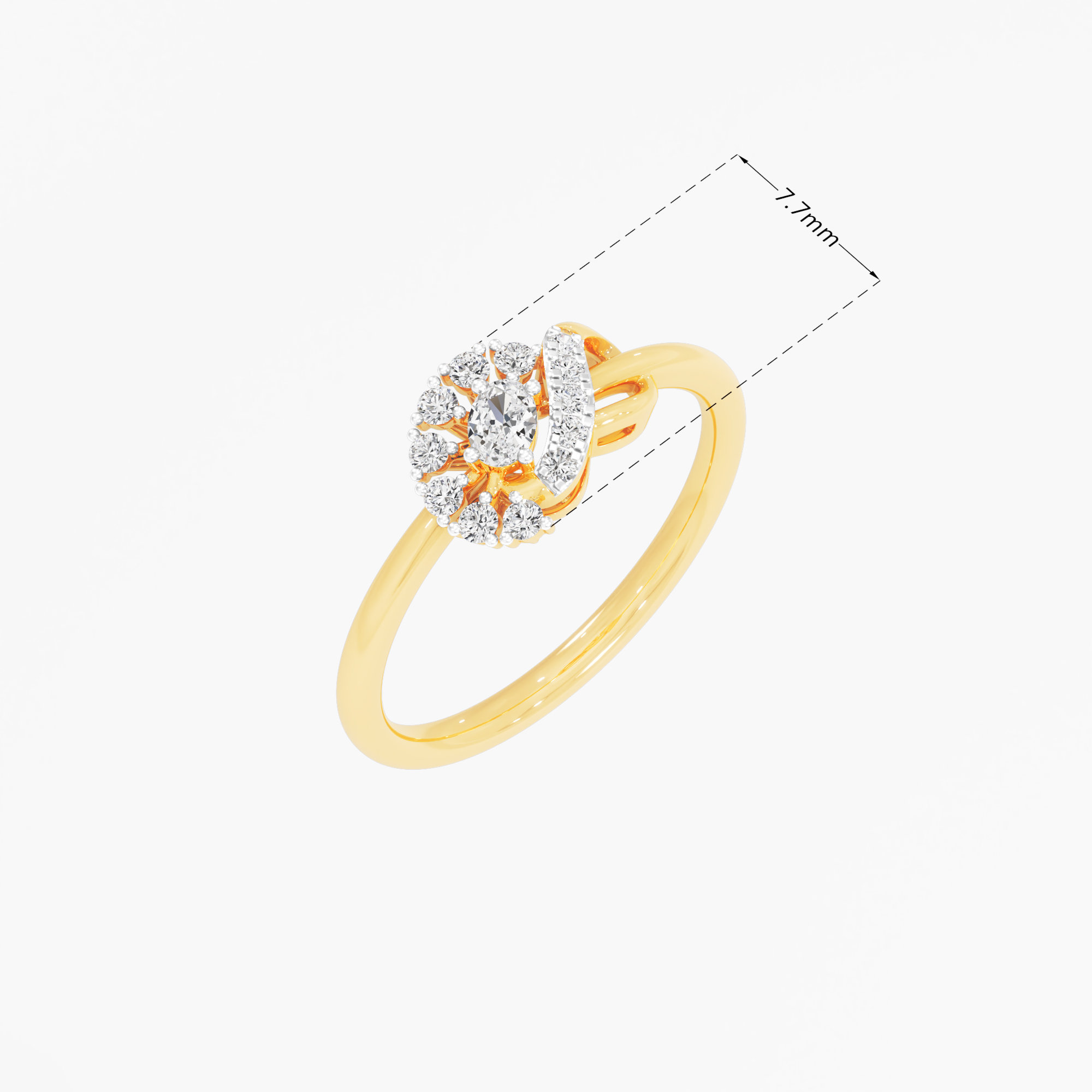 Whirl Pear Diamond Ring in 9KT Yellow Gold (Diamond Quality: FG-VVS VS)