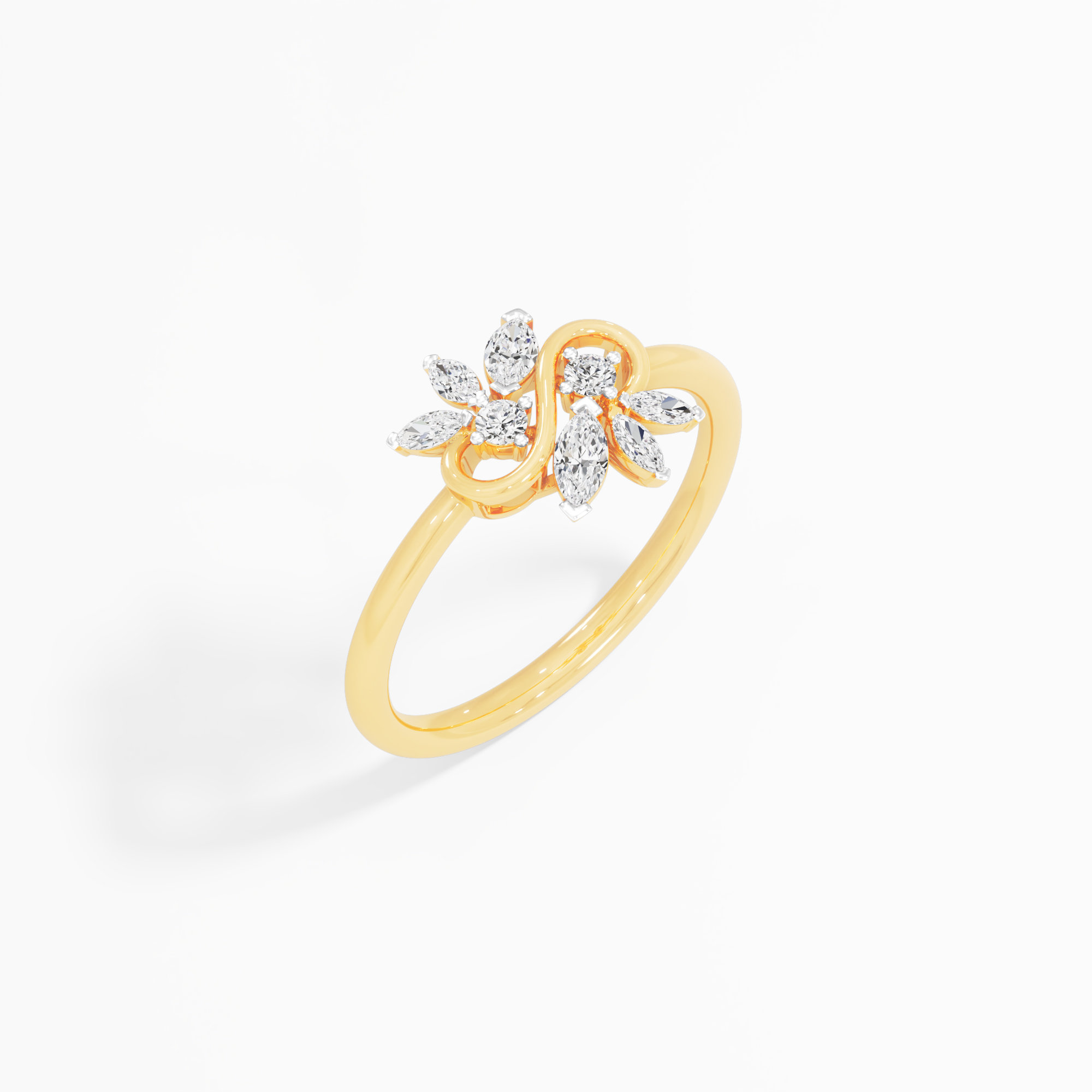 Infinity Petal Diamond Ring in 9KT Yellow Gold (Diamond Quality: FG-VVS VS)