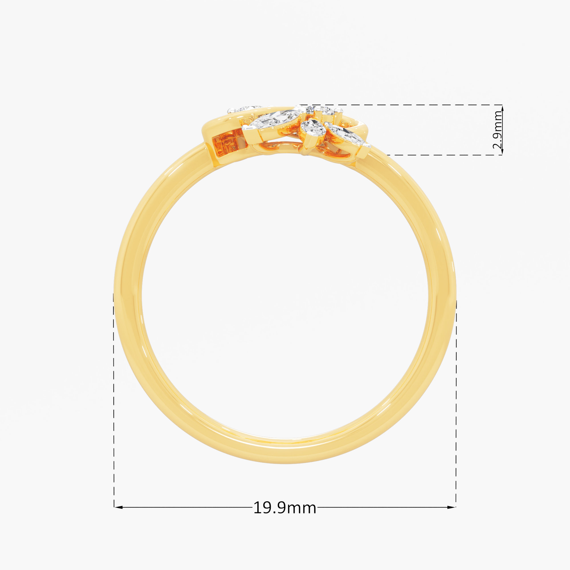 Infinity Petal Diamond Ring in 9KT Yellow Gold (Diamond Quality: FG-VVS VS)