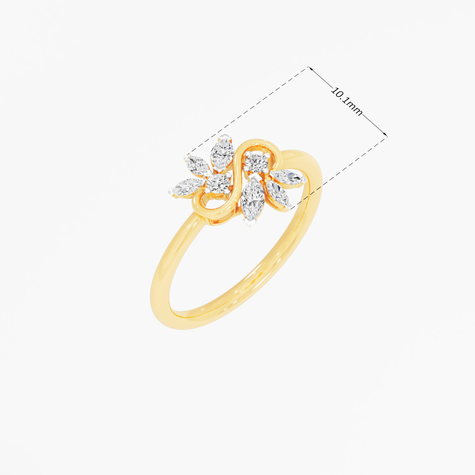 Infinity Petal Diamond Ring in 9KT Yellow Gold (Diamond Quality: FG-VVS VS)