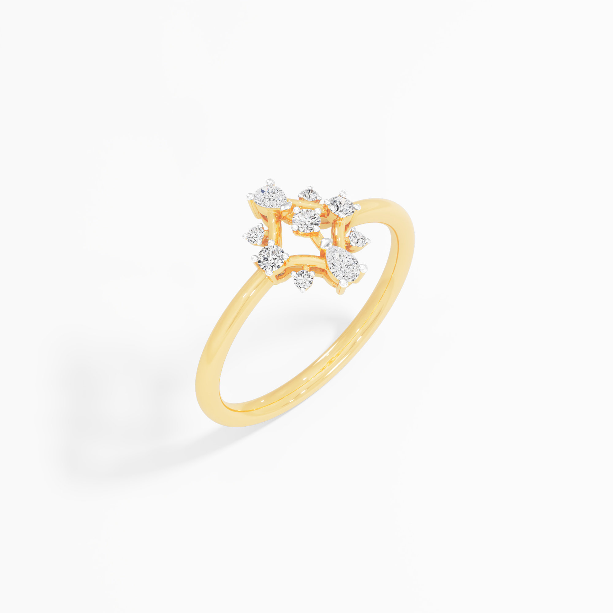 Compass Pear Diamond Ring in 9KT Yellow Gold (Diamond Quality: FG-VVS VS)