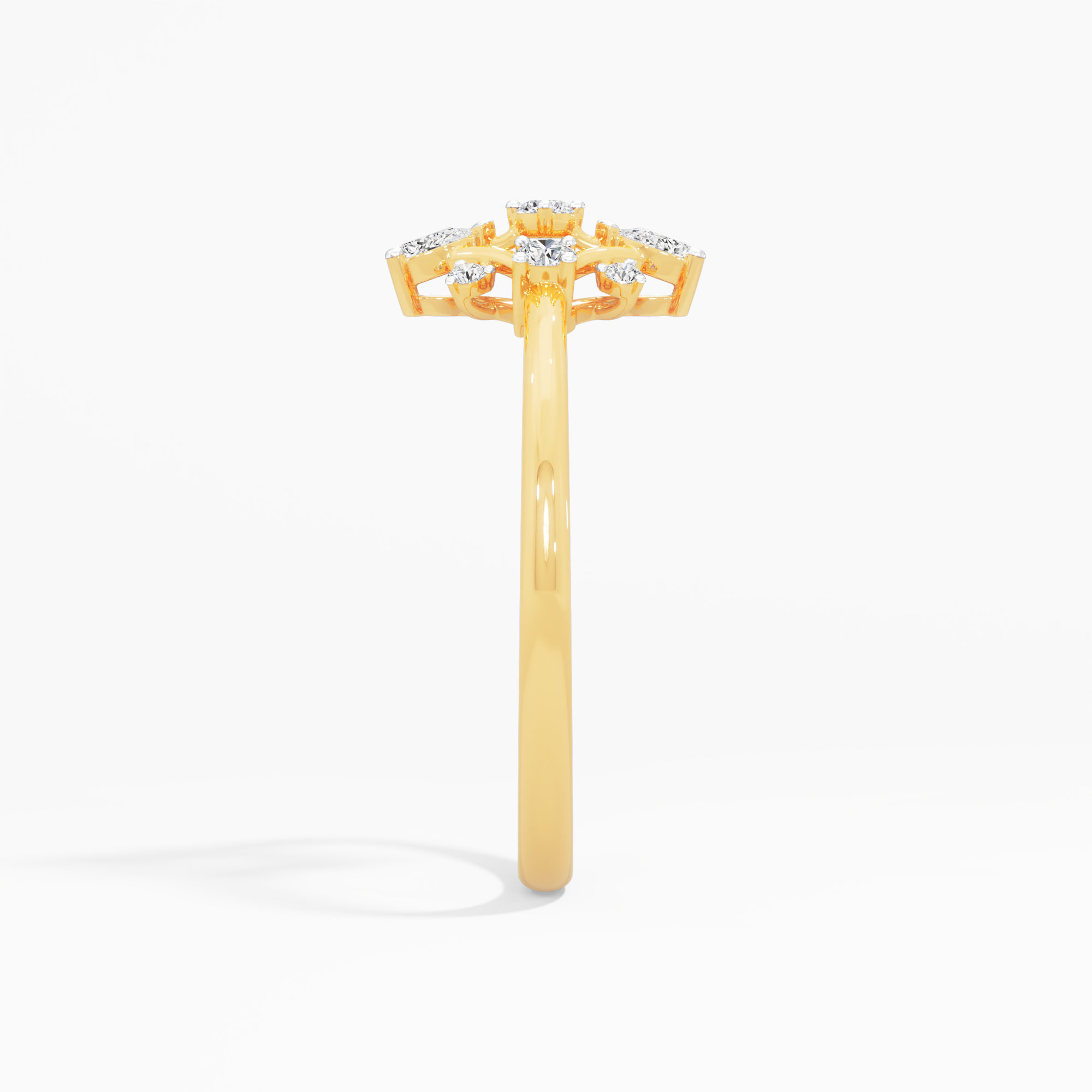 Compass Pear Diamond Ring in 9KT Yellow Gold (Diamond Quality: FG-VVS VS)