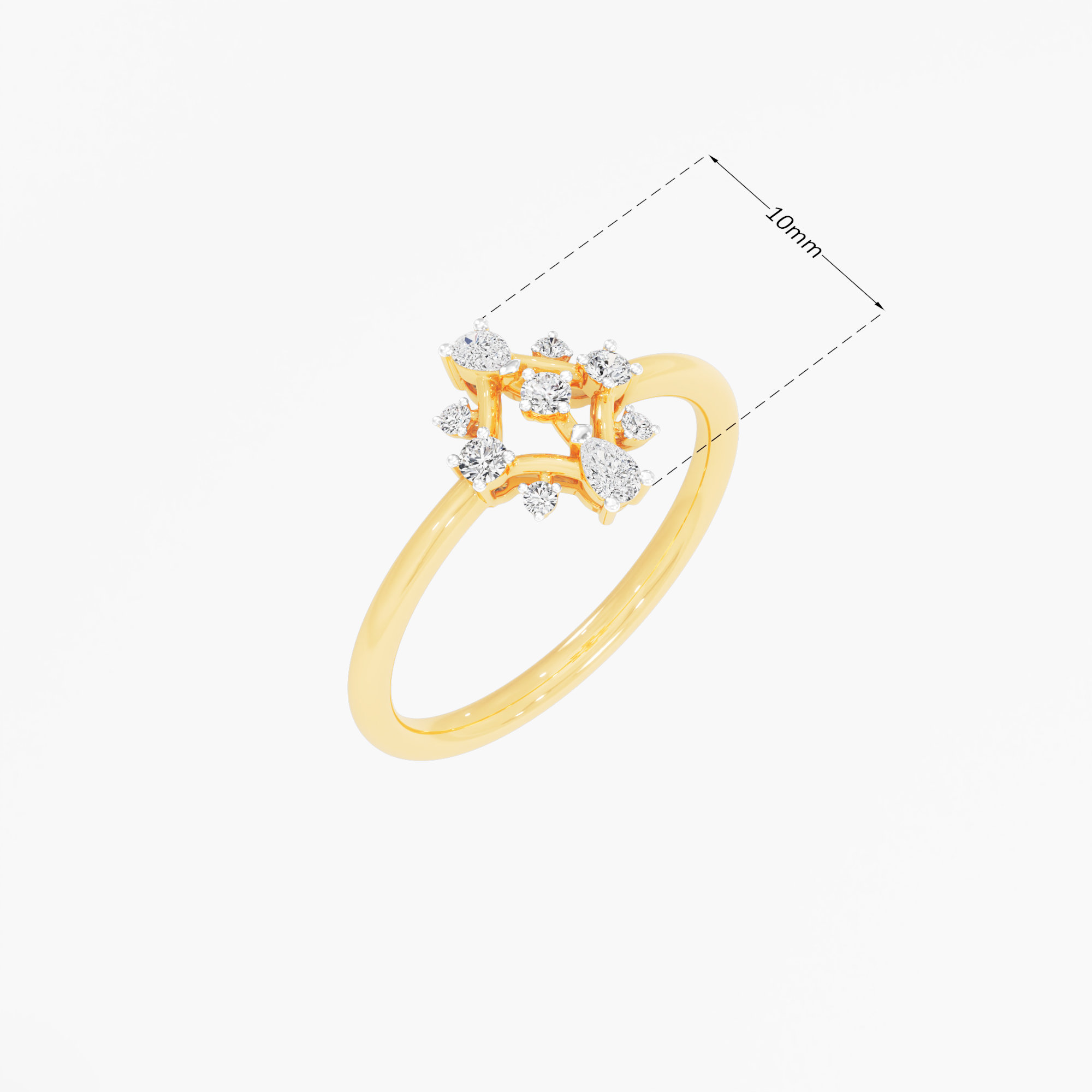Compass Pear Diamond Ring in 9KT Yellow Gold (Diamond Quality: FG-VVS VS)
