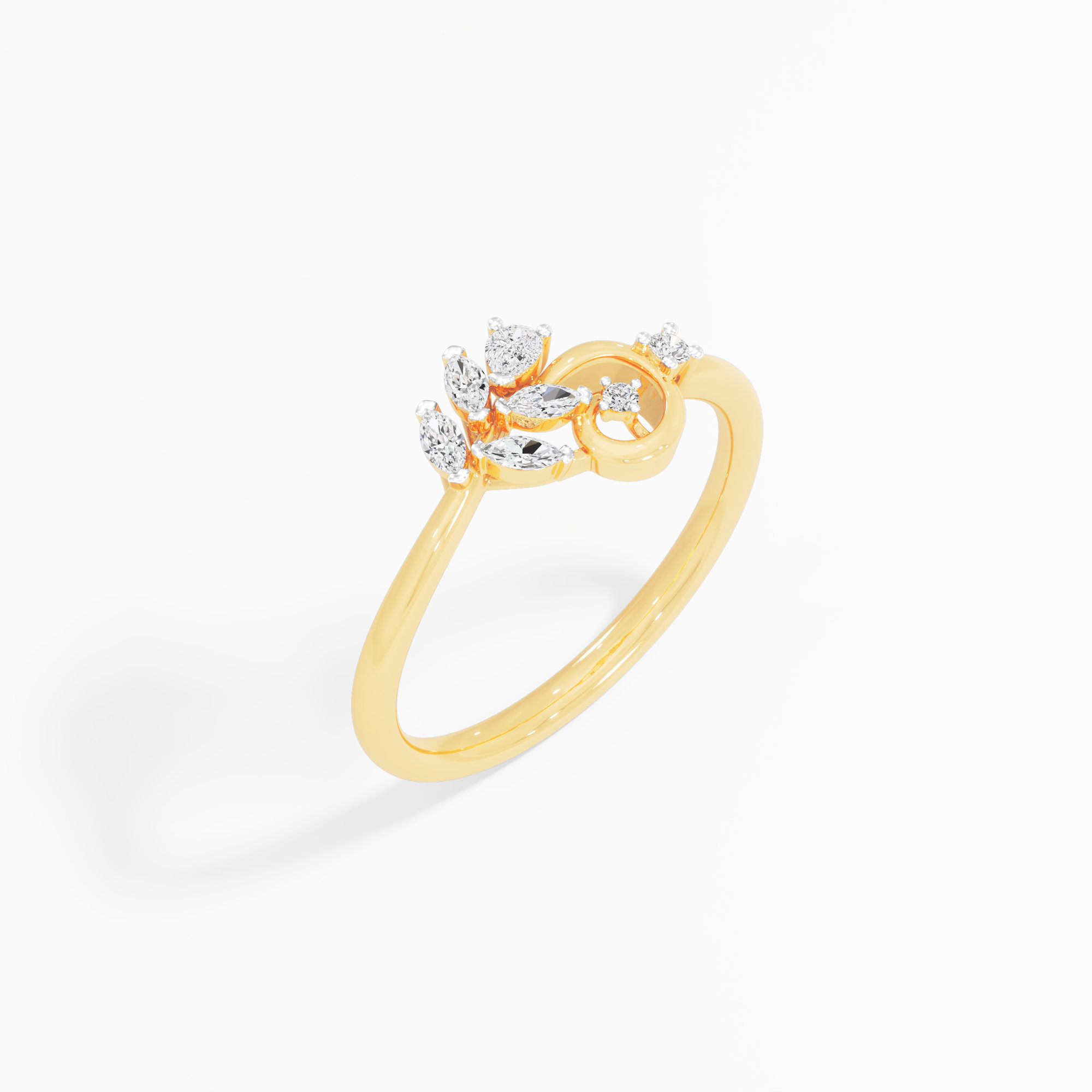 Vine Curl Diamond Ring in 9KT Yellow Gold (Diamond Quality: FG-VVS VS)