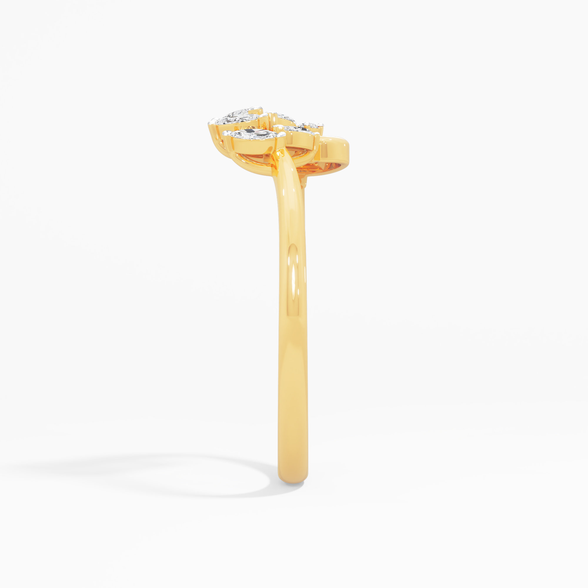 Vine Curl Diamond Ring in 9KT Yellow Gold (Diamond Quality: FG-VVS VS)