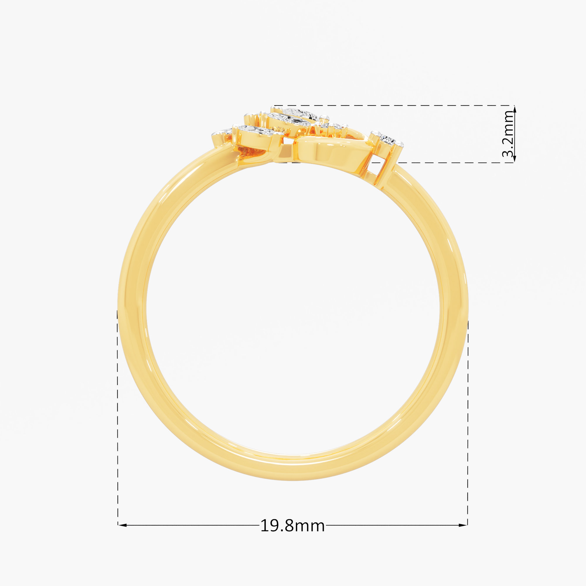Vine Curl Diamond Ring in 9KT Yellow Gold (Diamond Quality: FG-VVS VS)