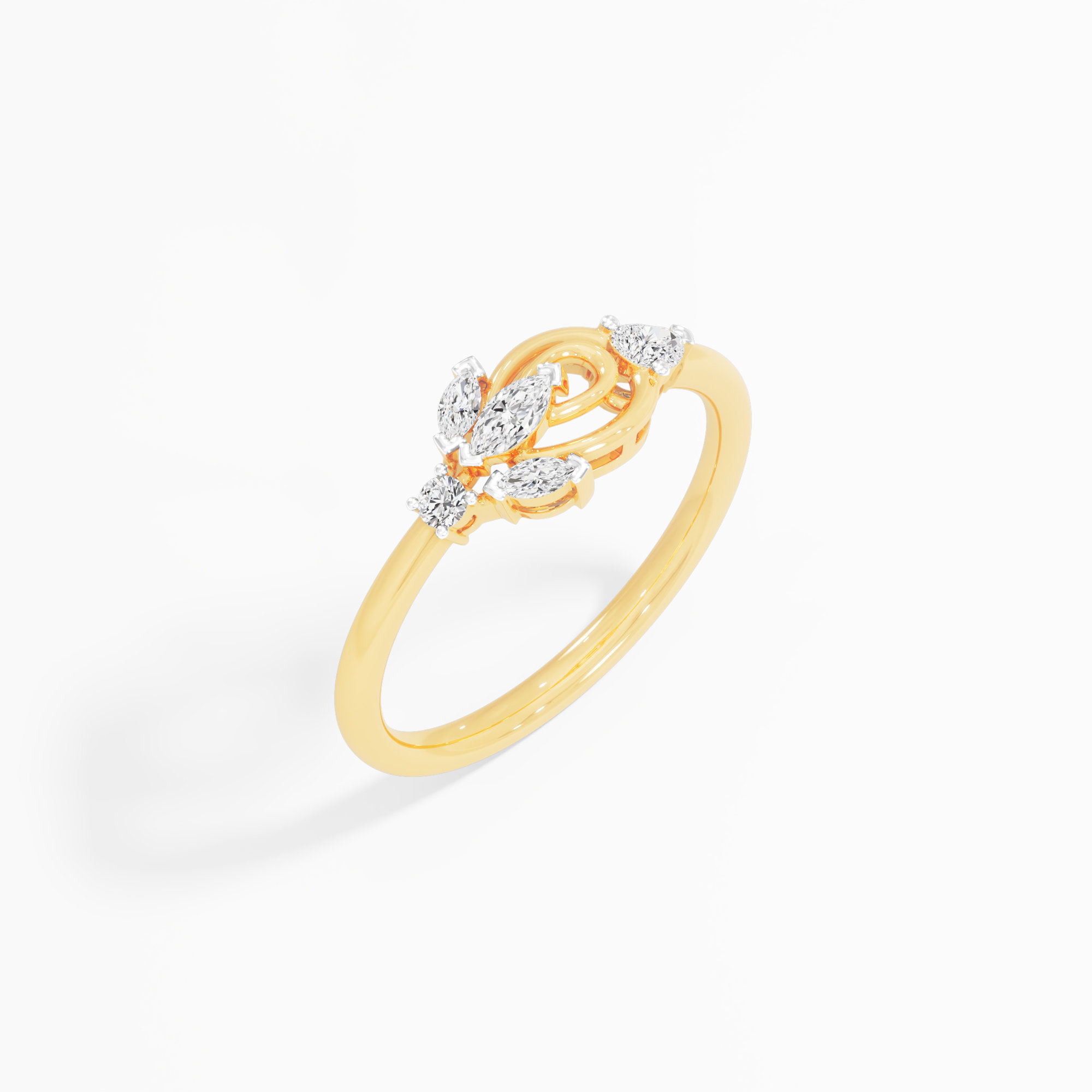 Dewdrop Knot Diamond Ring in 9KT Yellow Gold (Diamond Quality: FG-VVS VS)