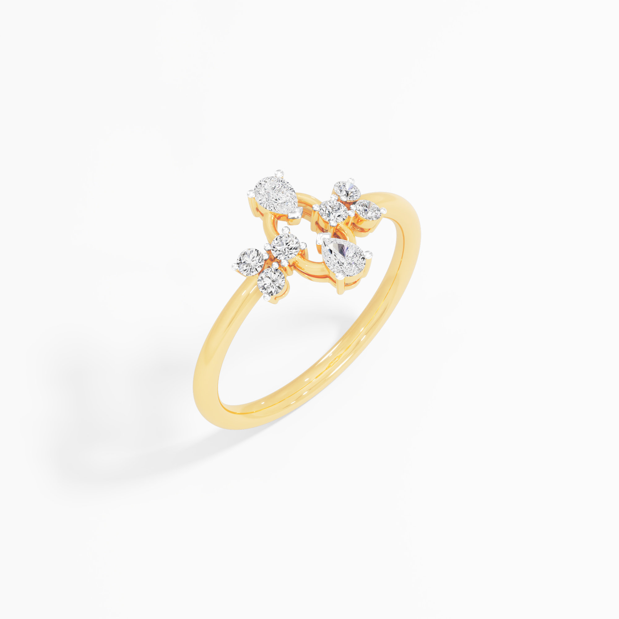 Oval Orbit Diamond Ring in 9KT Yellow Gold (Diamond Quality: FG-VVS VS)