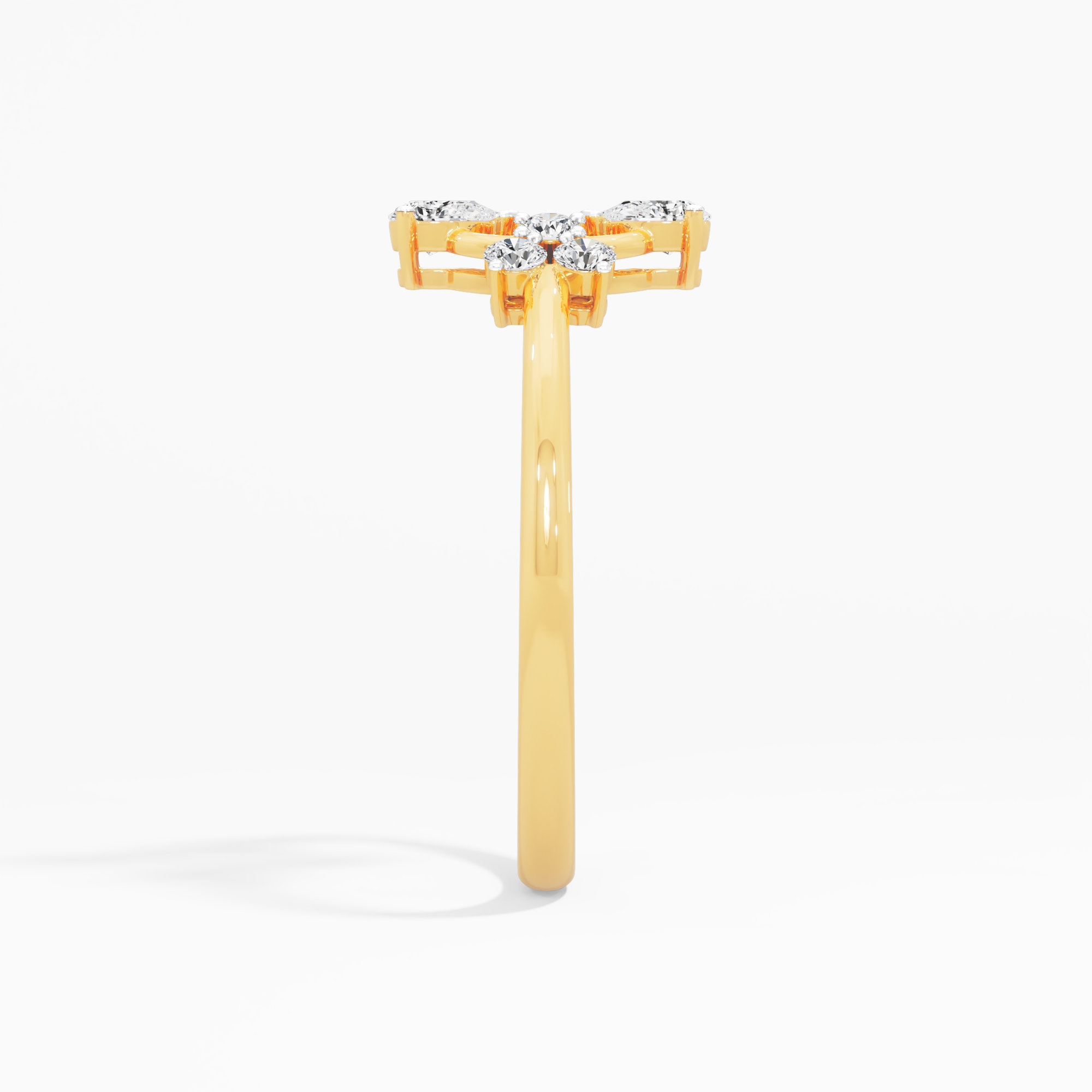 Oval Orbit Diamond Ring in 9KT Yellow Gold (Diamond Quality: FG-VVS VS)