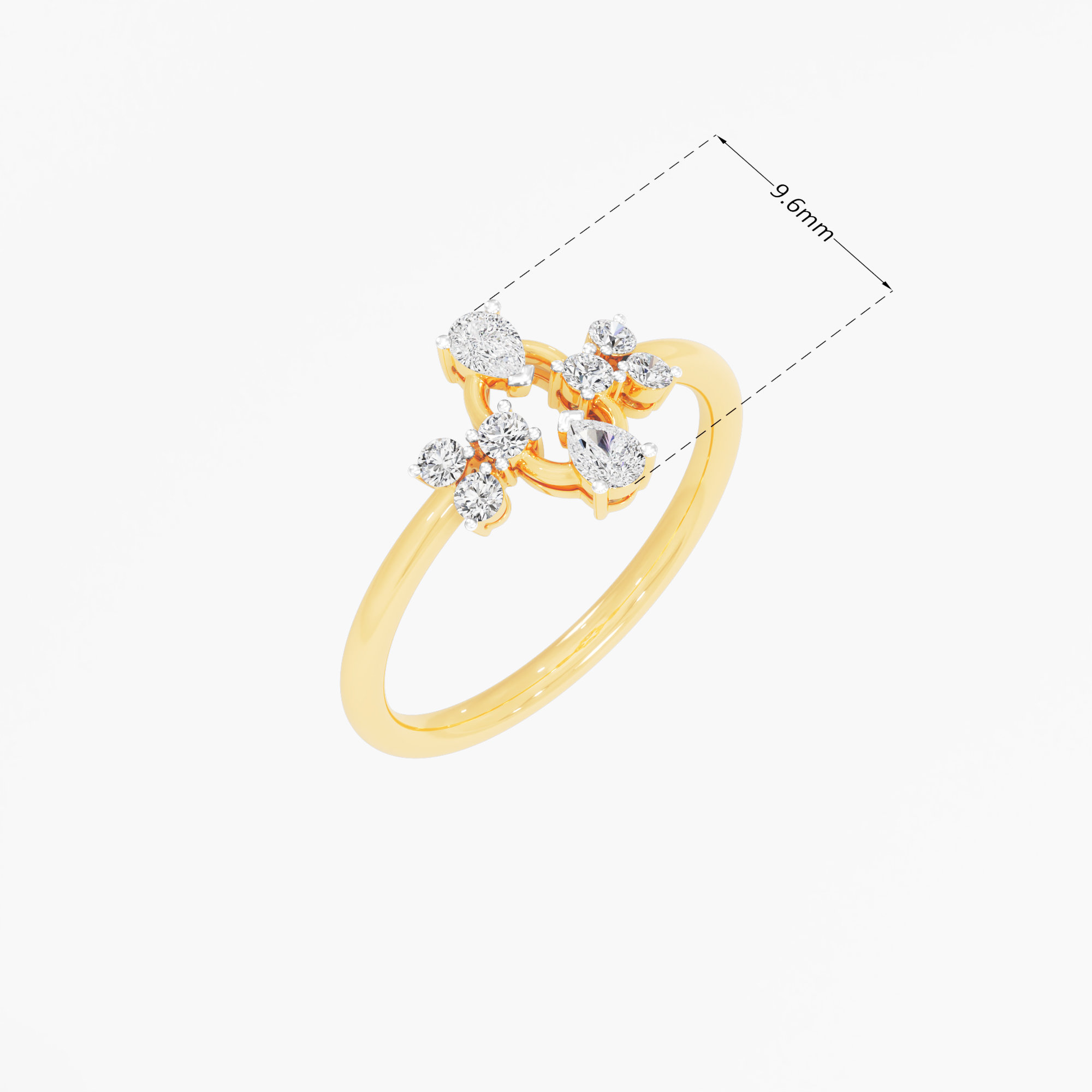 Oval Orbit Diamond Ring in 9KT Yellow Gold (Diamond Quality: FG-VVS VS)