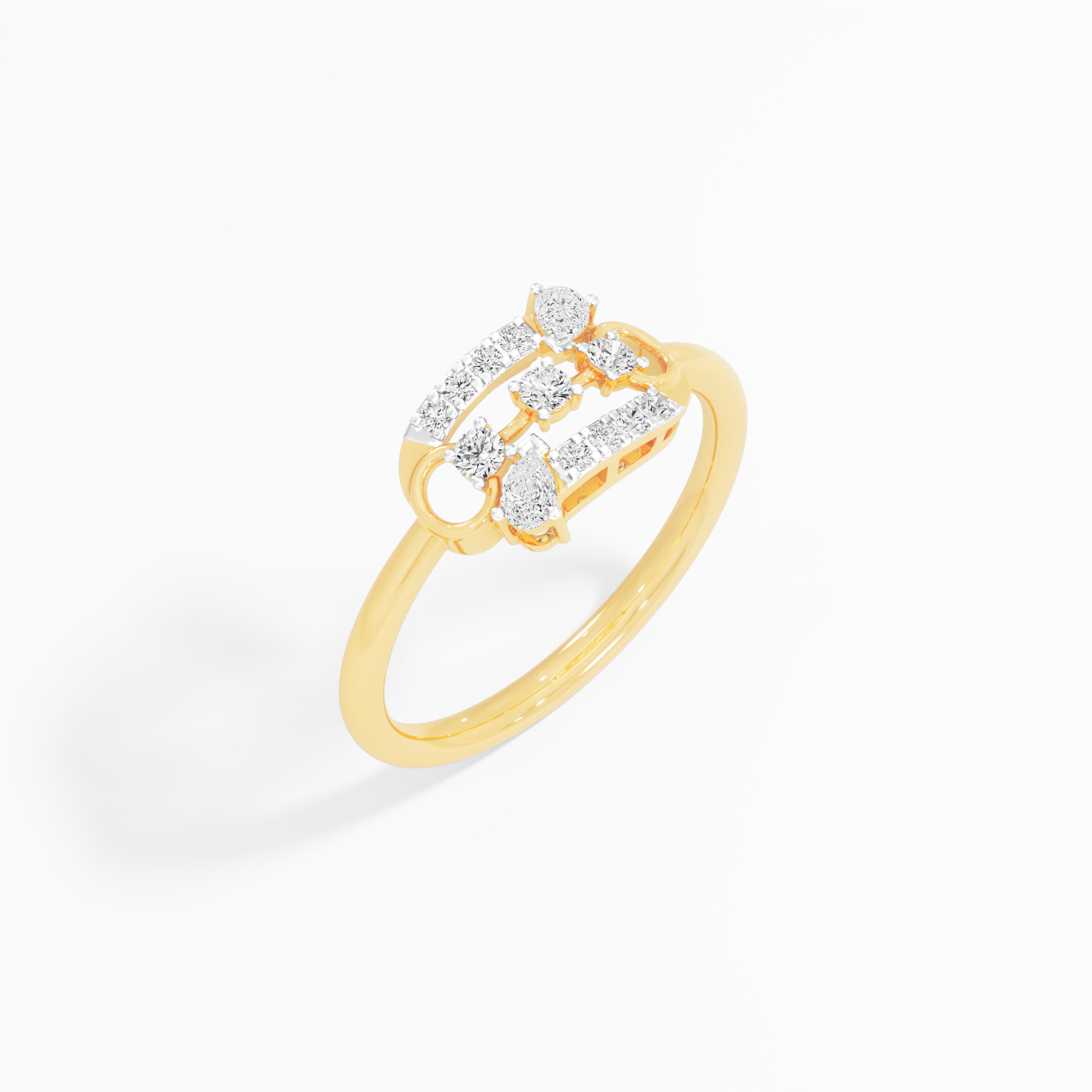 Link Luxe Diamond Ring in 9KT Yellow Gold (Diamond Quality: FG-VVS VS)