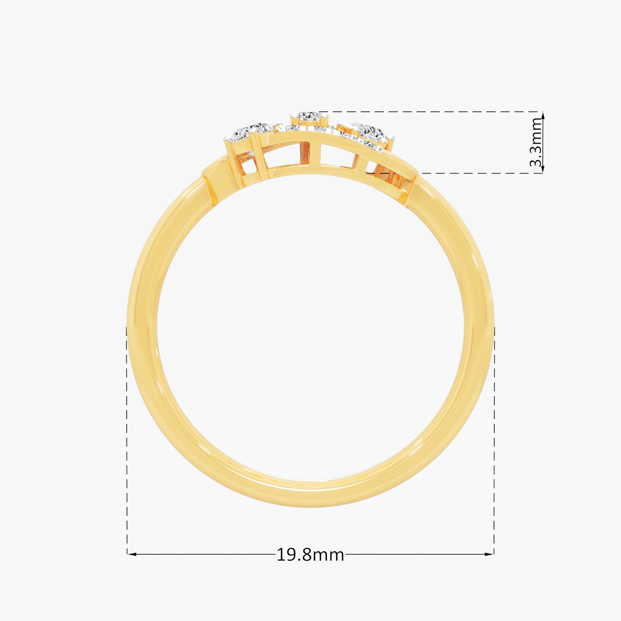 Link Luxe Diamond Ring in 9KT Yellow Gold (Diamond Quality: FG-VVS VS)