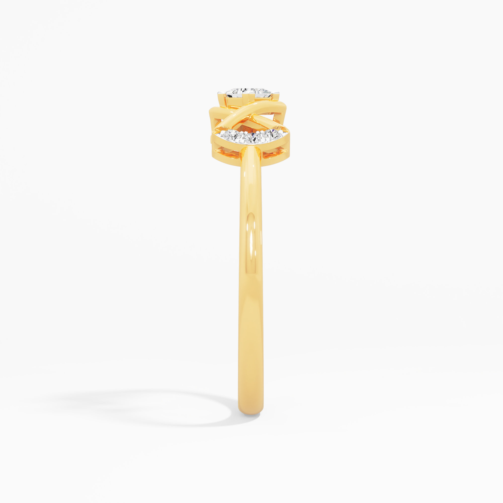 Double Cross Princess Ring in 9KT Yellow Gold (Diamond Quality: FG-VVS VS)