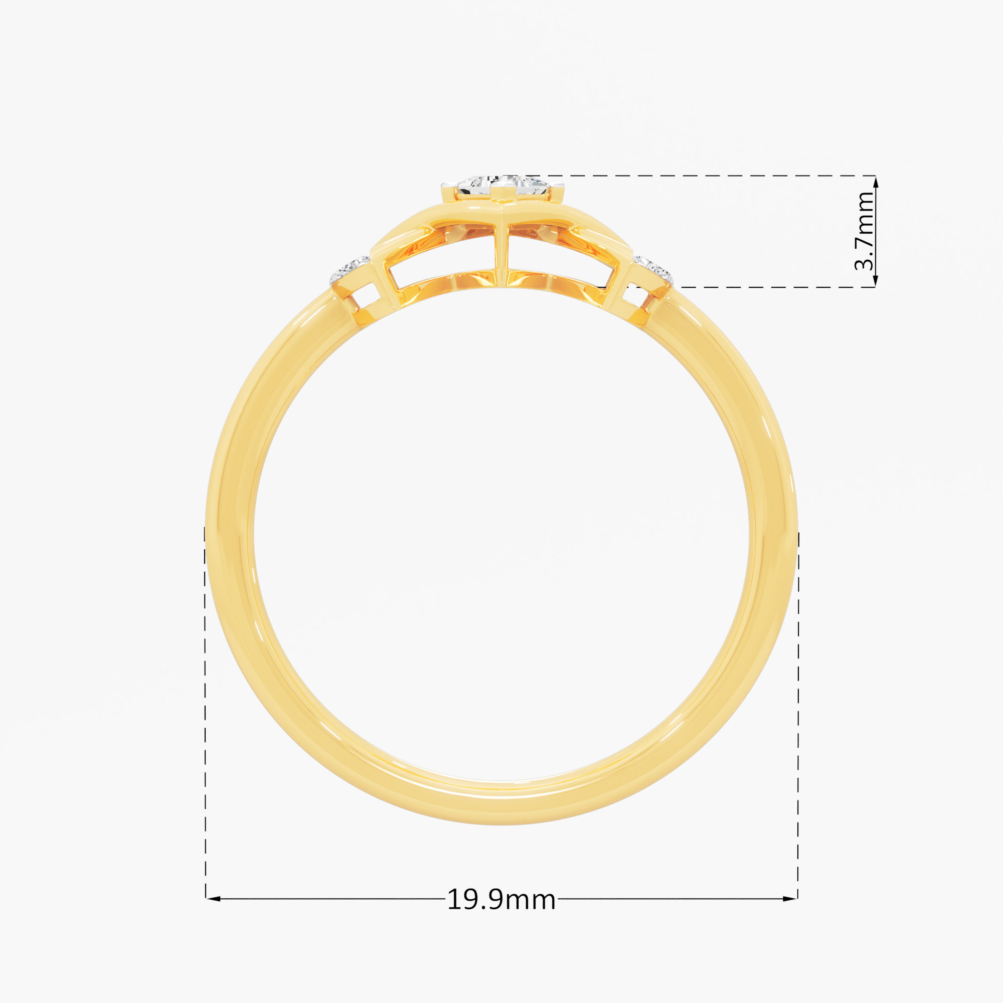 Double Cross Princess Ring in 9KT Yellow Gold (Diamond Quality: FG-VVS VS)