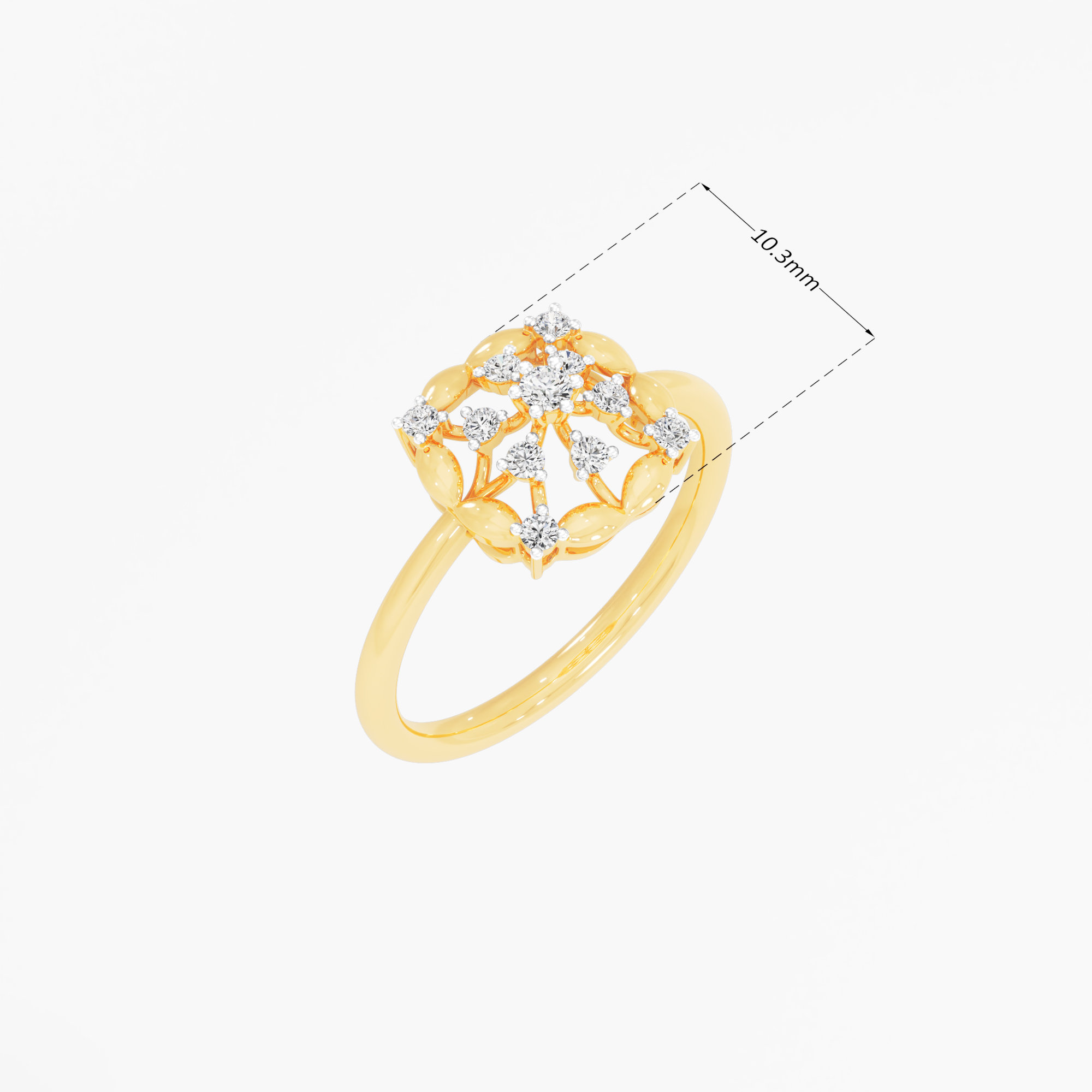 Blossom Web Diamond Ring in 9KT Yellow Gold (Diamond Quality: FG-VVS VS)