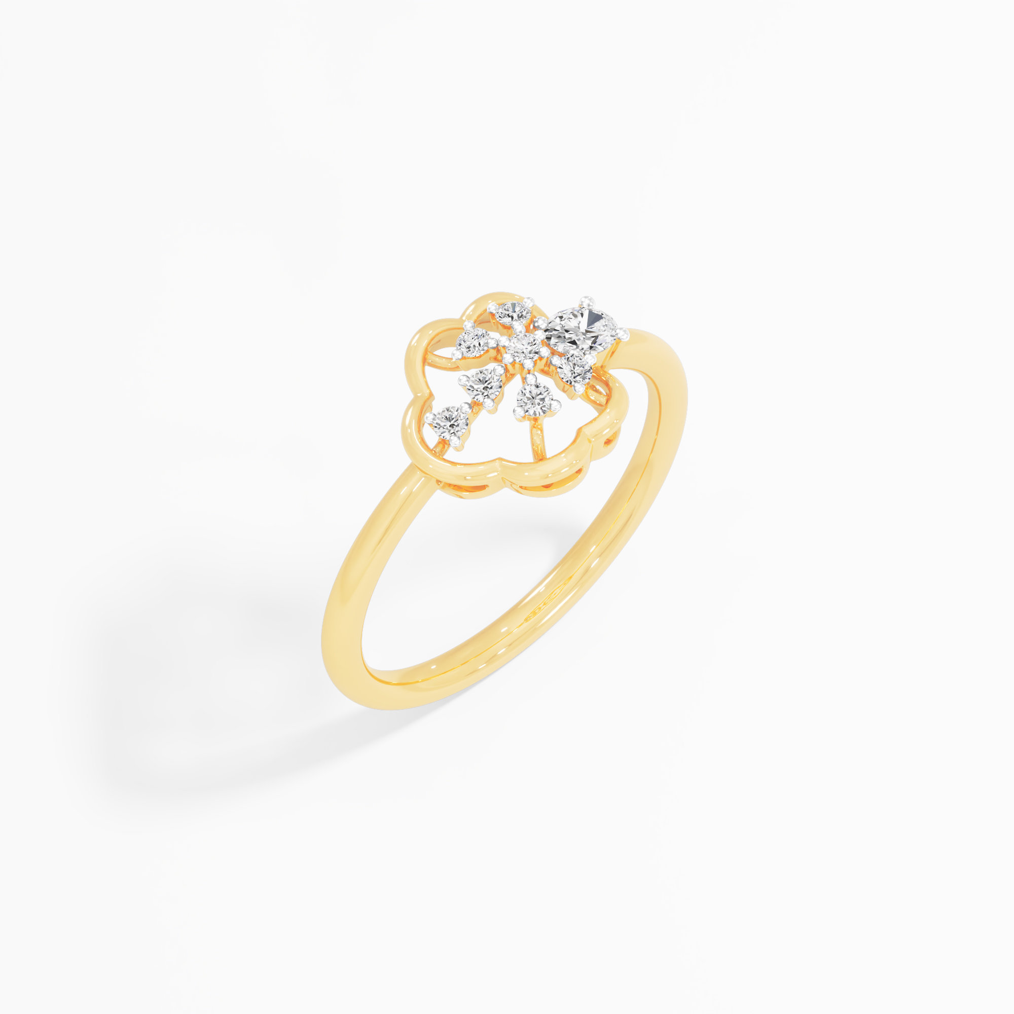Cloud Frame Diamond Ring in 9KT Yellow Gold (Diamond Quality: FG-VVS VS)
