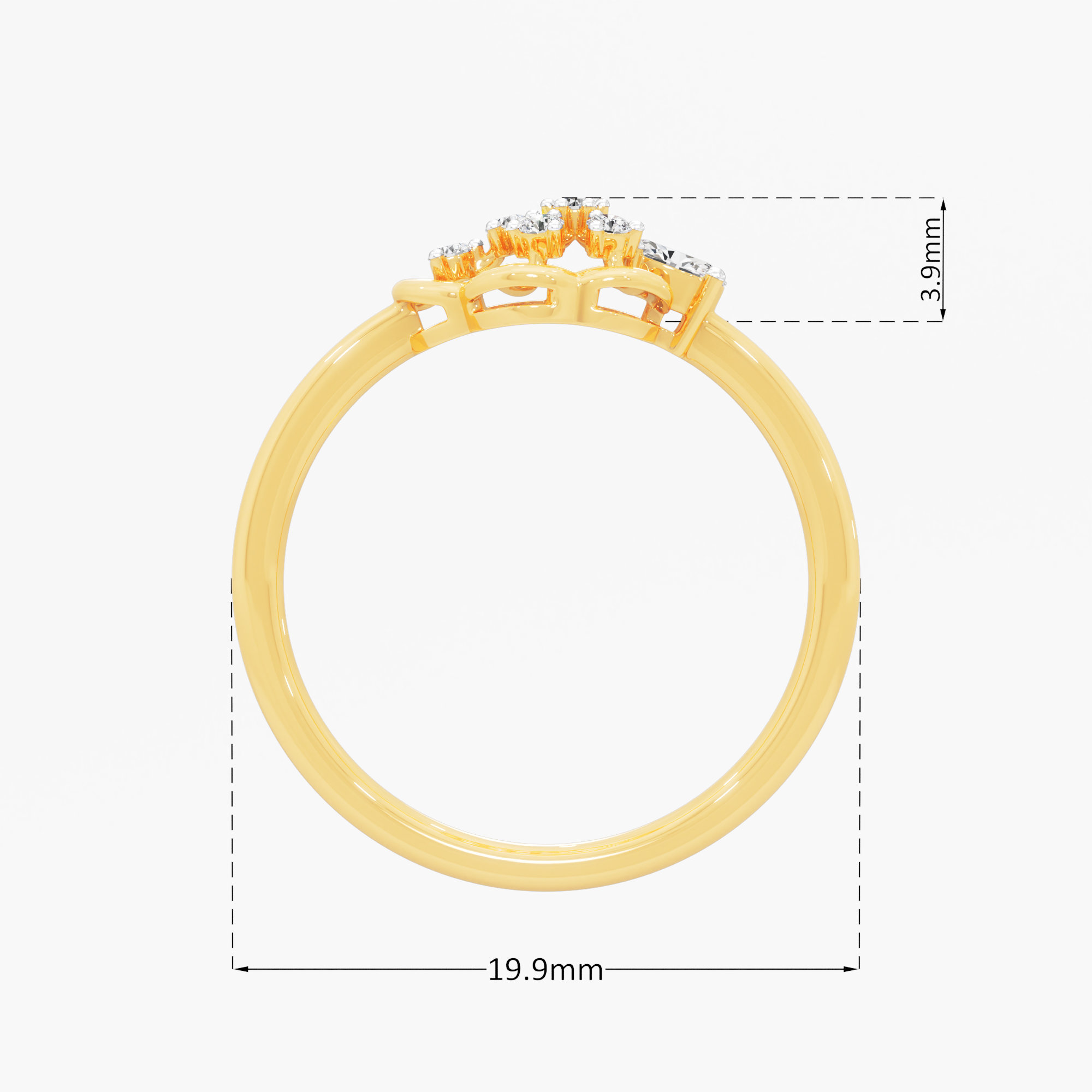 Cloud Frame Diamond Ring in 9KT Yellow Gold (Diamond Quality: FG-VVS VS)