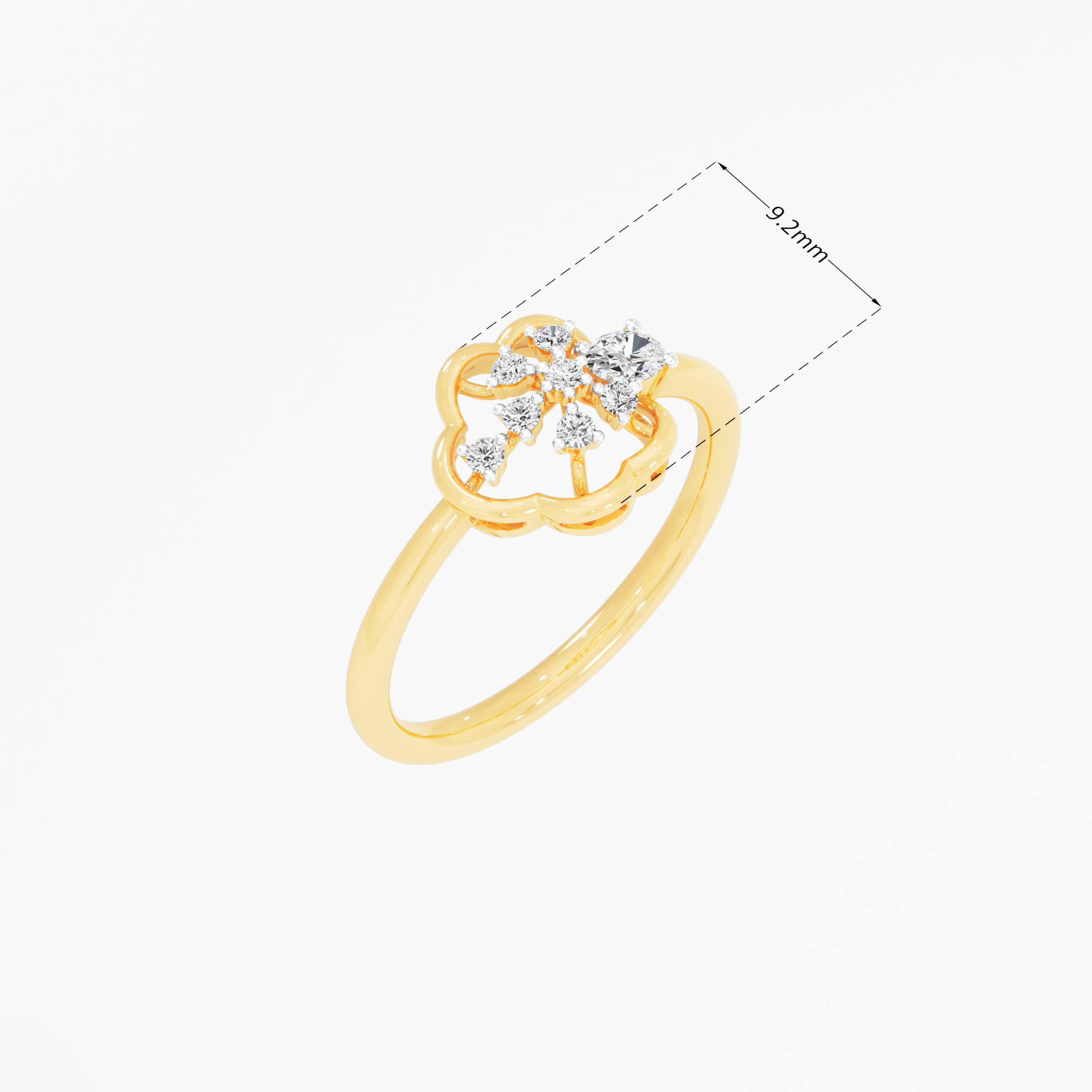 Cloud Frame Diamond Ring in 9KT Yellow Gold (Diamond Quality: FG-VVS VS)