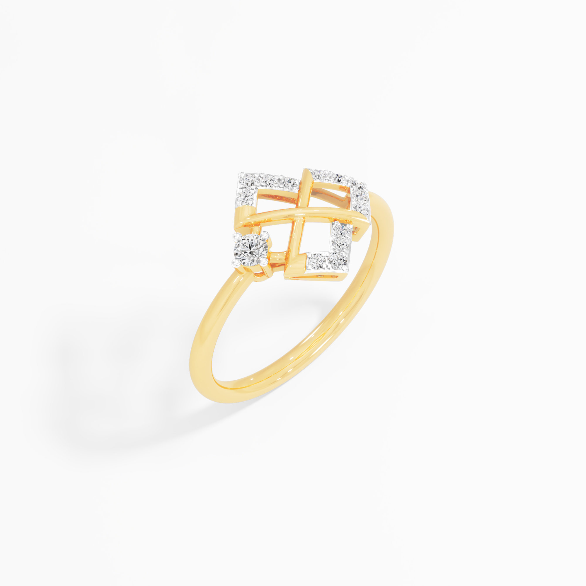 Lattice Sparkle Diamond Ring in 9KT Yellow Gold (Diamond Quality: FG-VVS VS)