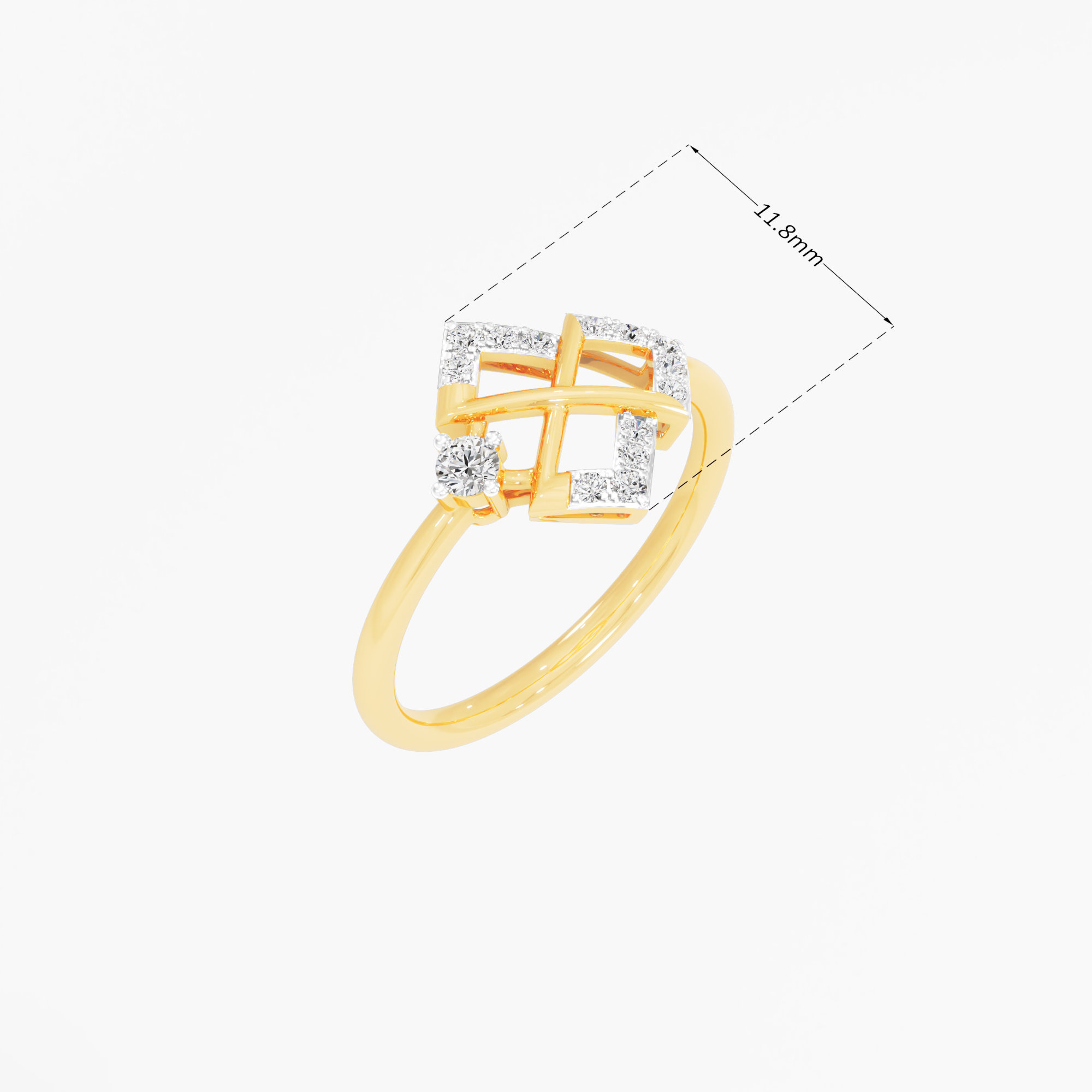 Lattice Sparkle Diamond Ring in 9KT Yellow Gold (Diamond Quality: FG-VVS VS)