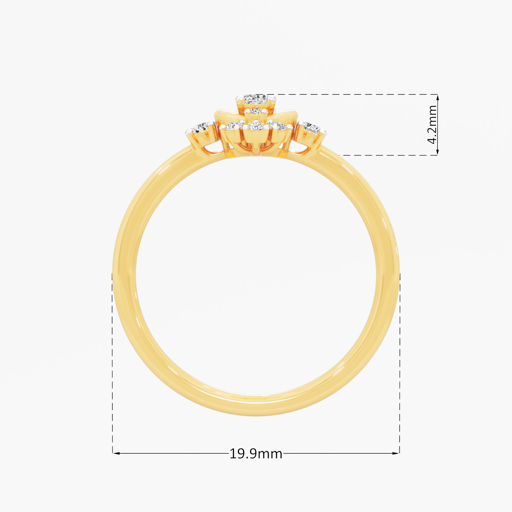 Halo Oval Arc Diamond Ring in 9KT Yellow Gold (Diamond Quality: FG-VVS VS)