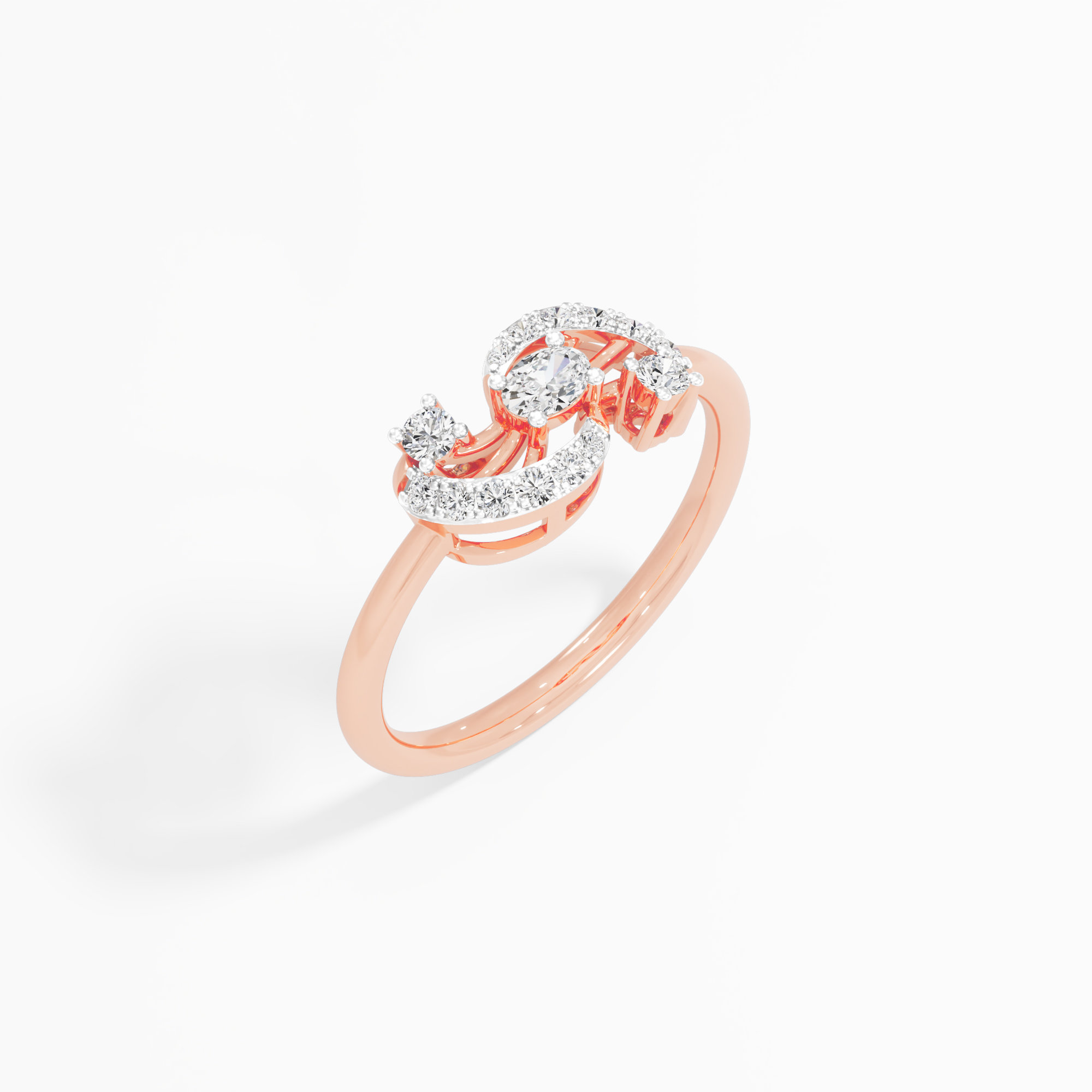 Paisley Swirl Diamond Ring in 9KT Rose Gold (Diamond Quality: FG-VVS VS)