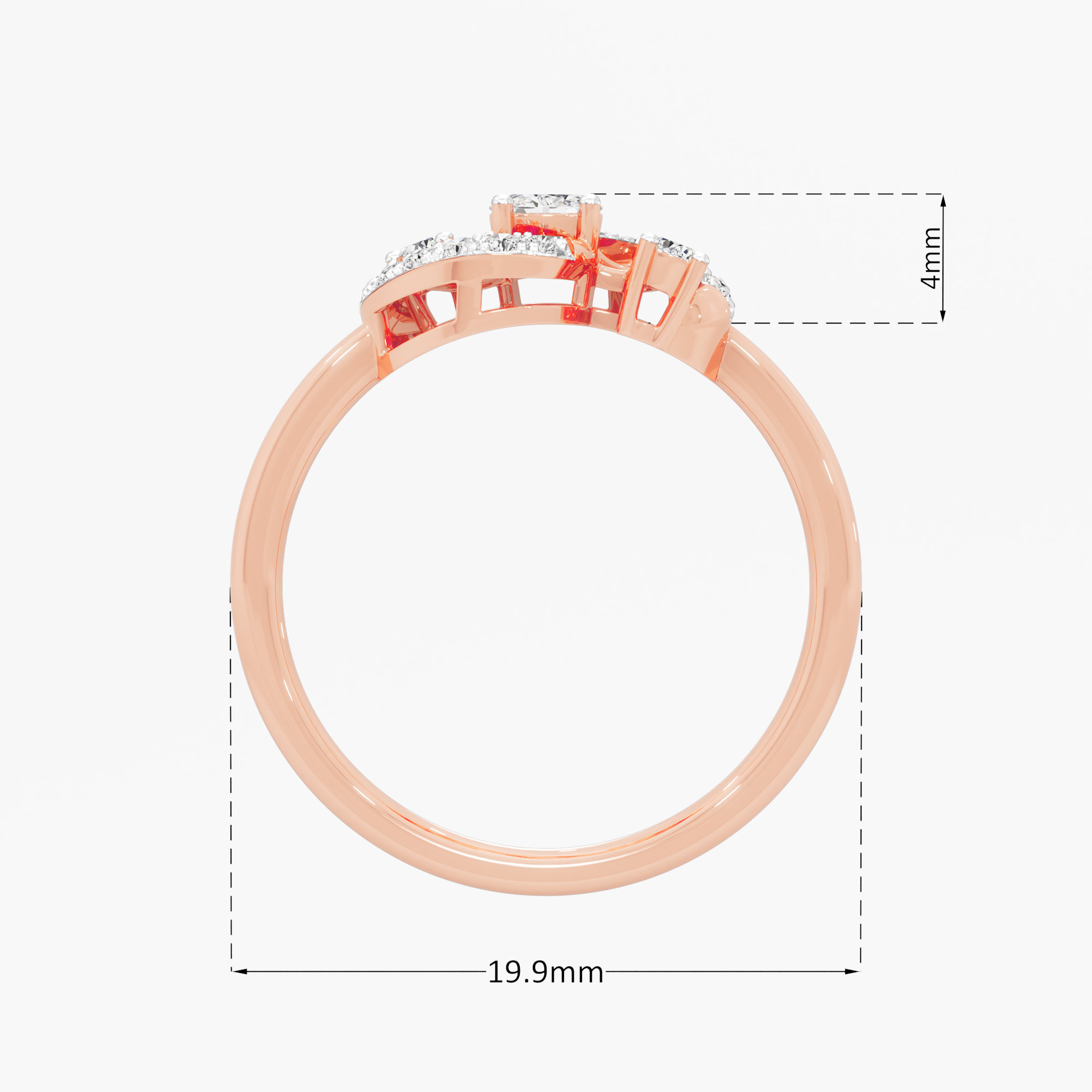 Paisley Swirl Diamond Ring in 9KT Rose Gold (Diamond Quality: FG-VVS VS)