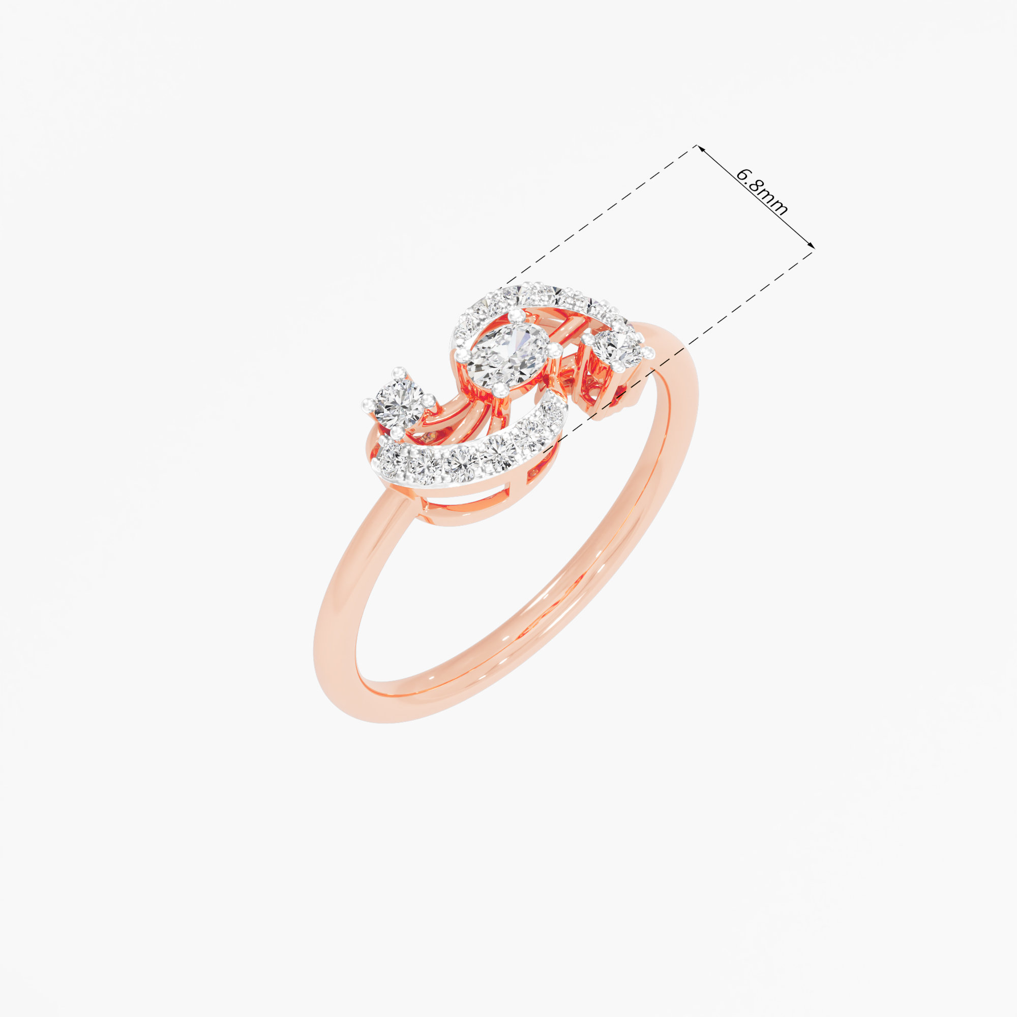 Paisley Swirl Diamond Ring in 9KT Rose Gold (Diamond Quality: FG-VVS VS)